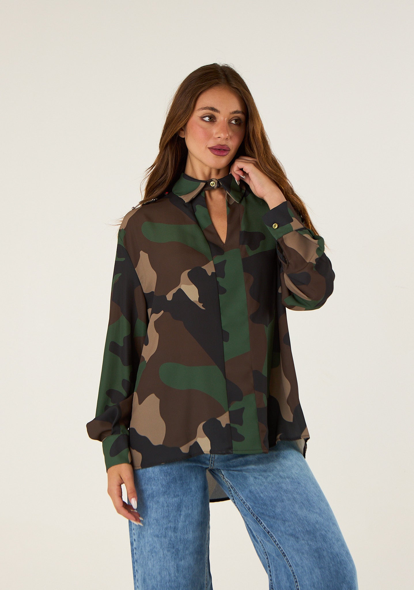Camicia in georgette stampata