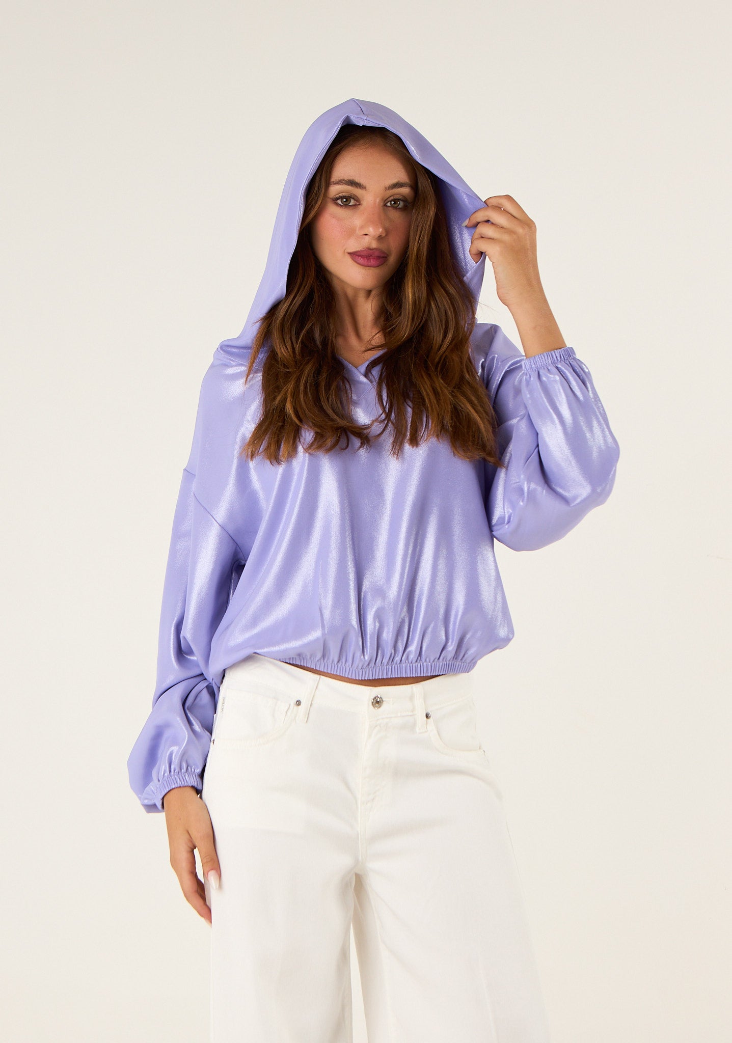 Felpa in tessuto metallizato