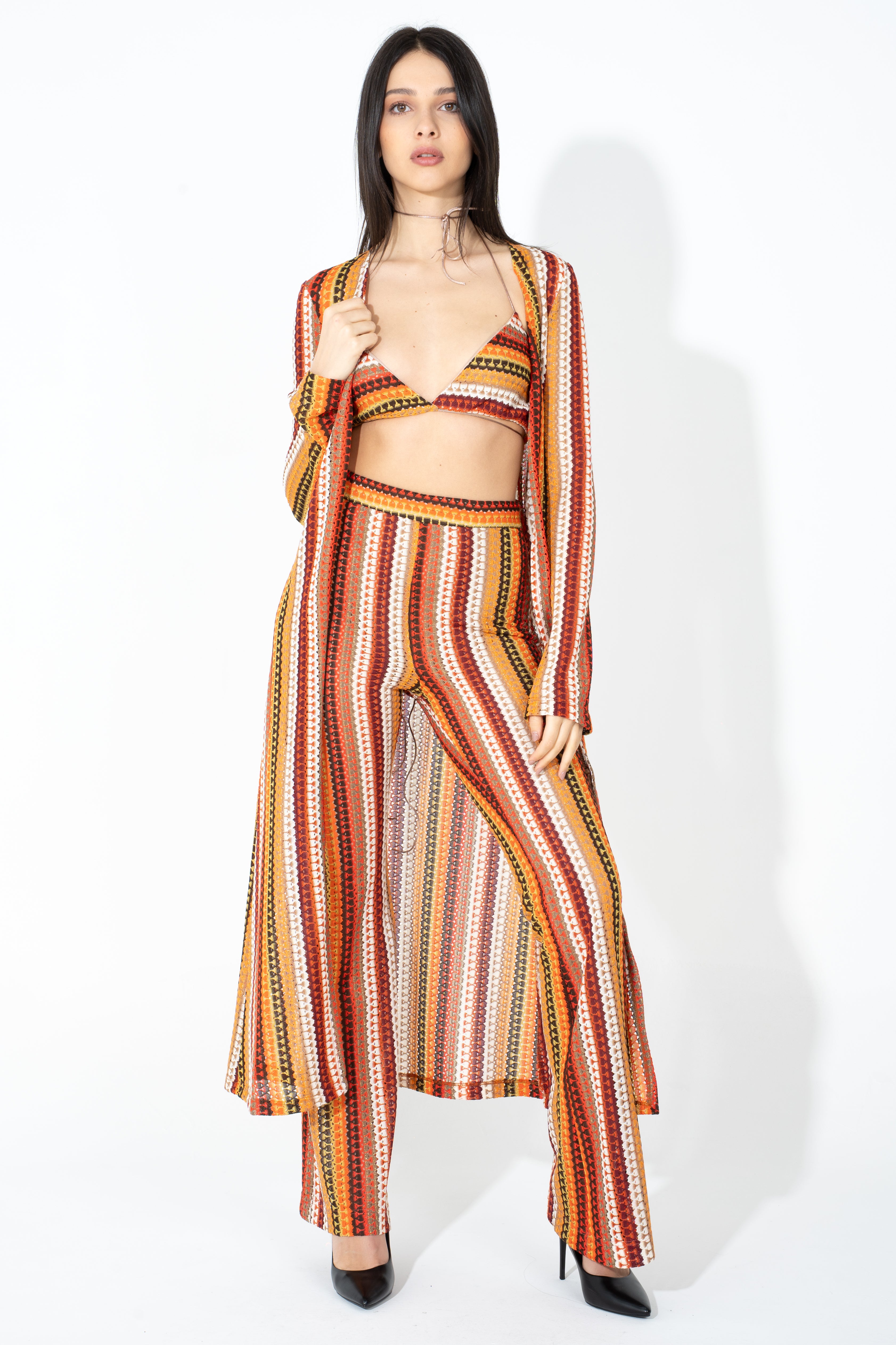 Cardigan ricamato multicolor