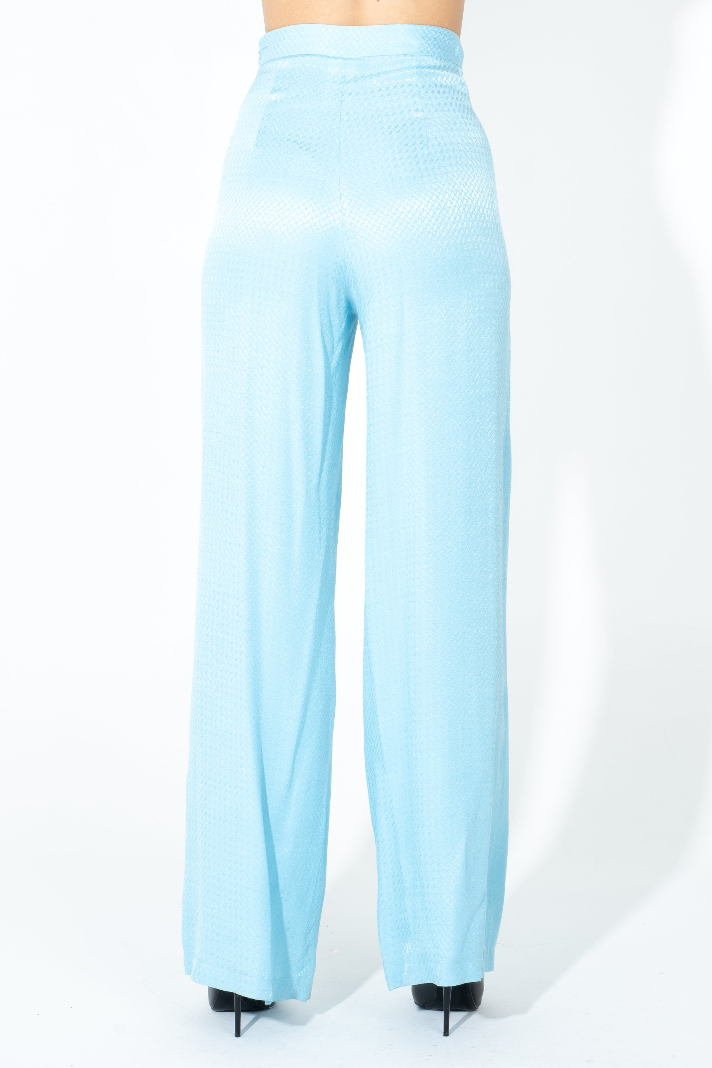 Pantalone palazzo a tessuto lucido