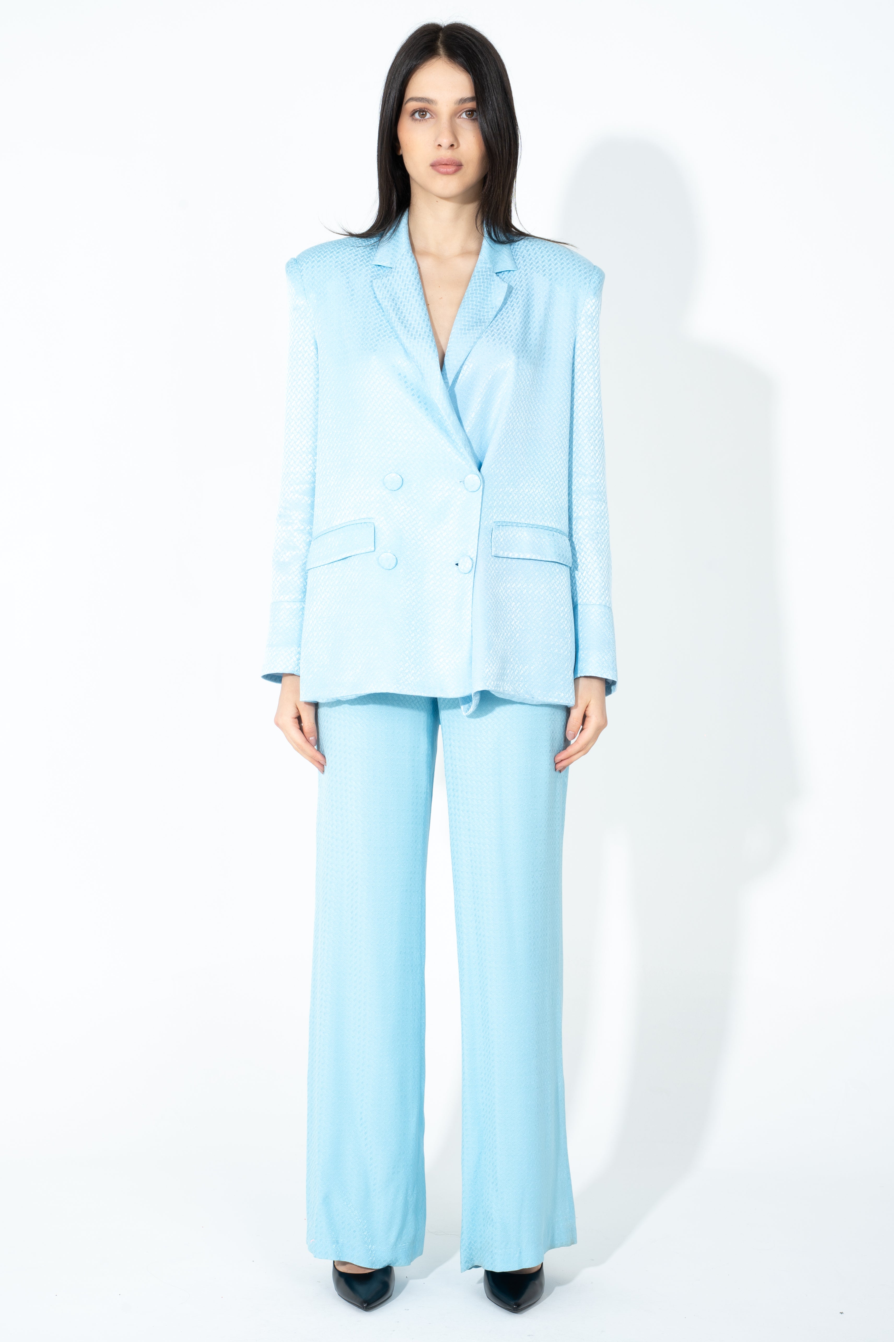 Pantalone palazzo a tessuto lucido