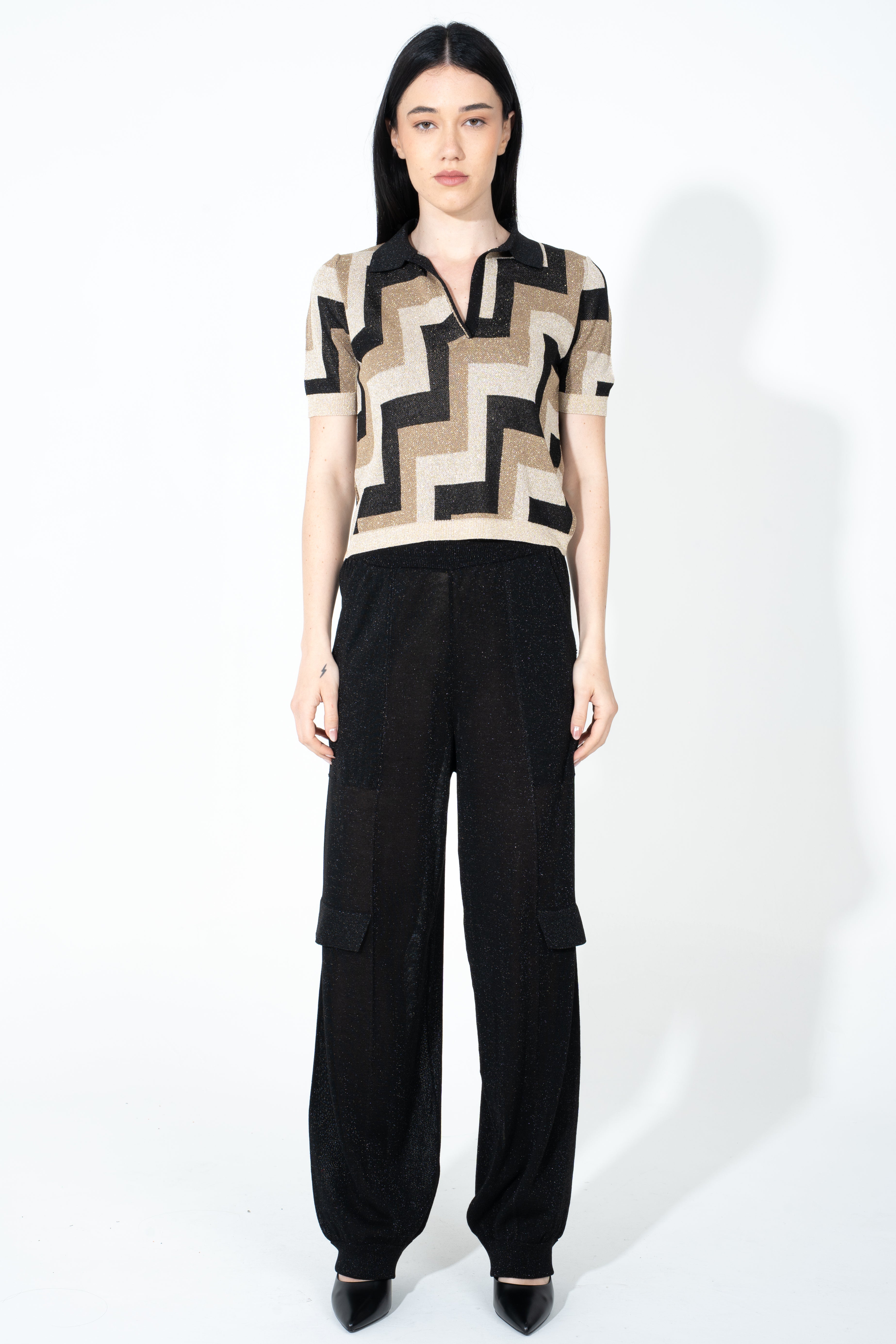 Pantalone cargo in maglia