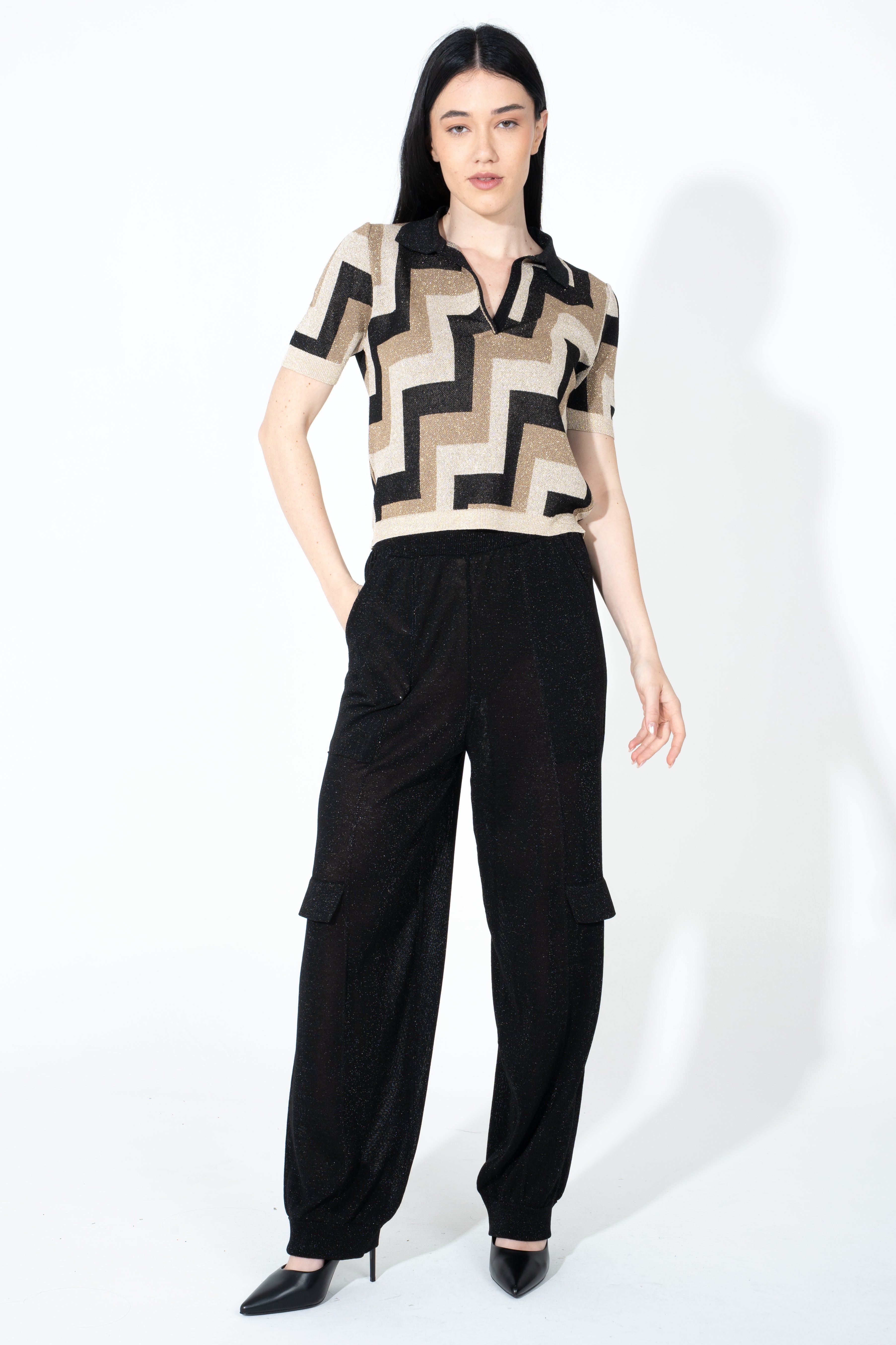 Pantalone cargo in maglia