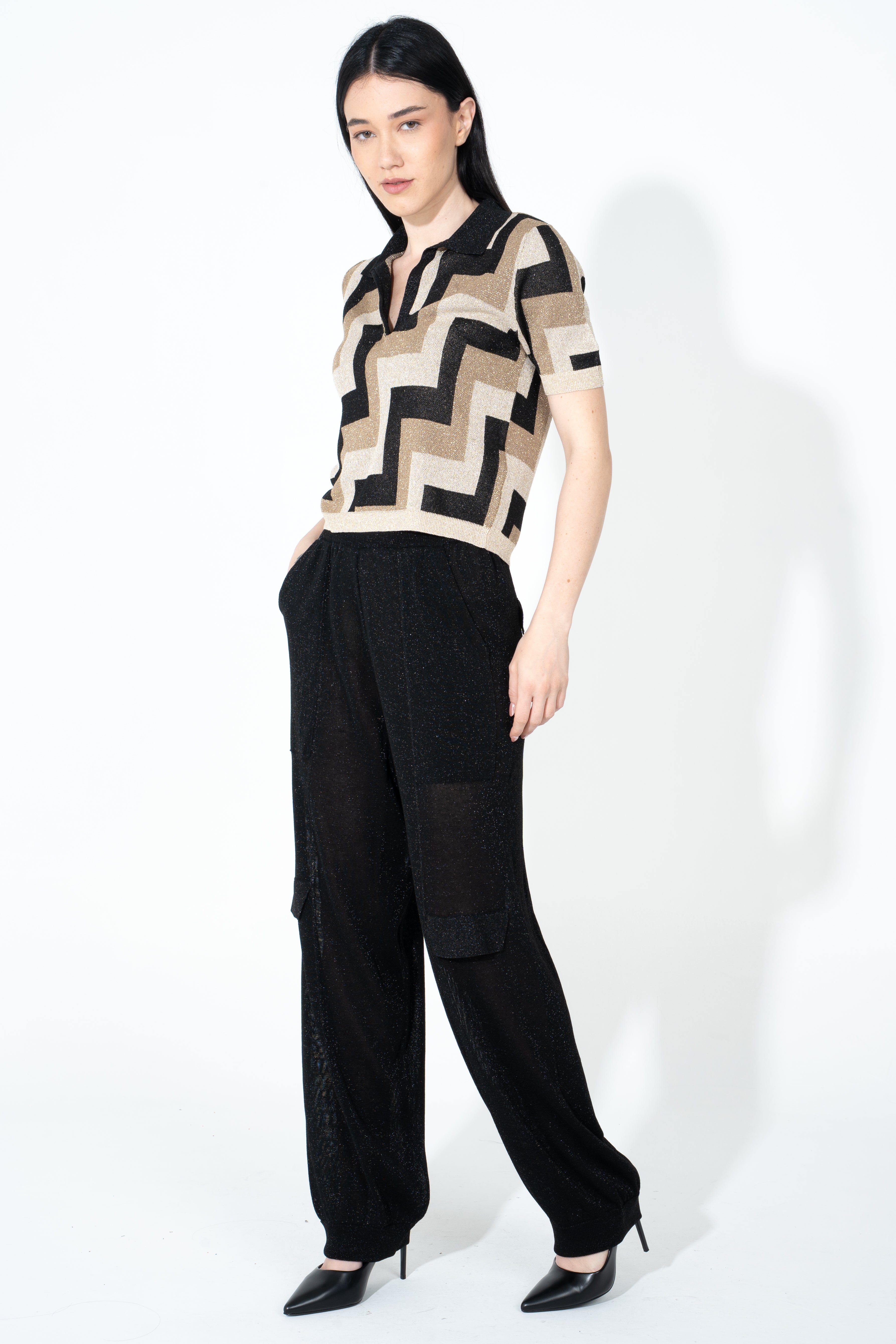 Polo jacquard lurex