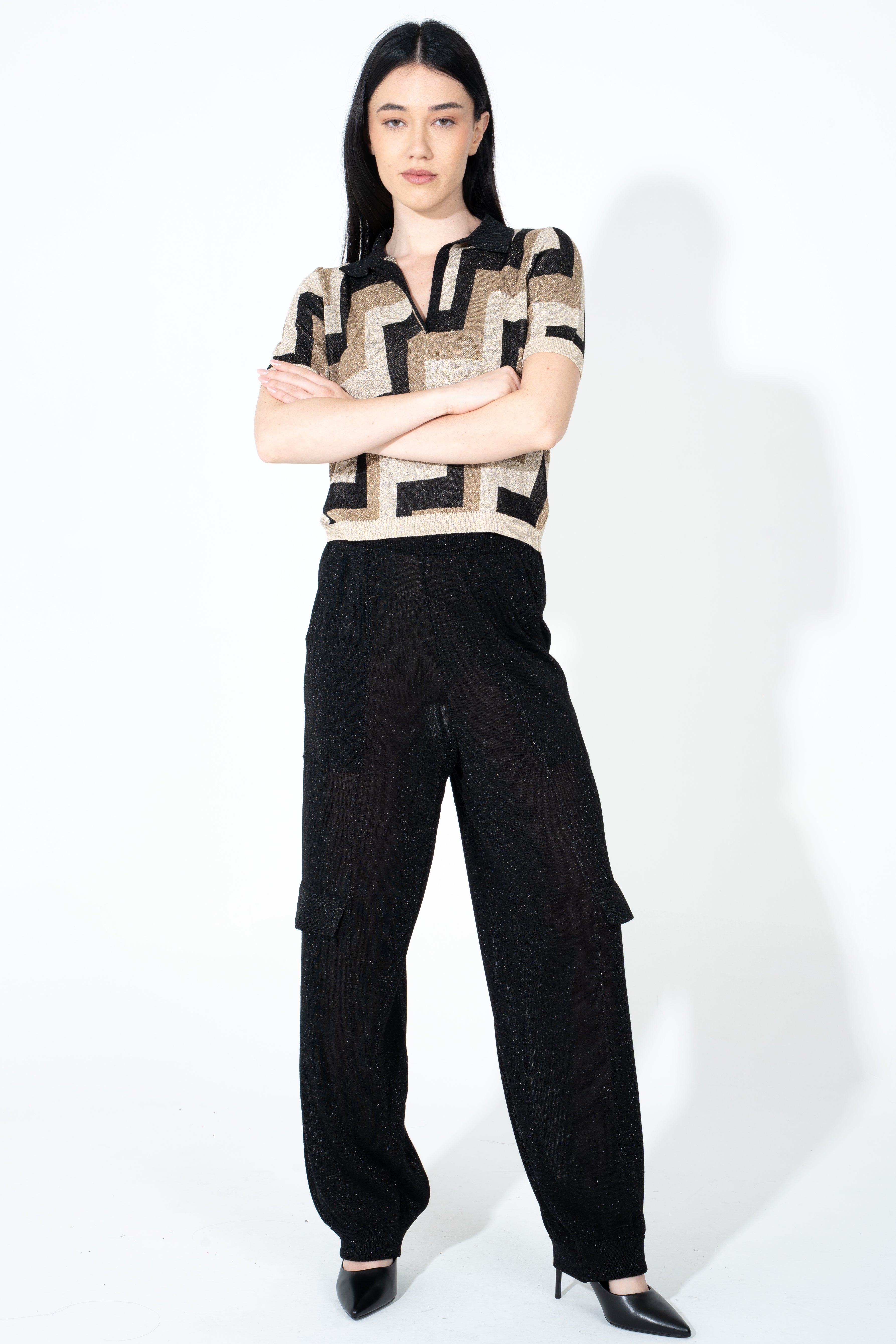 Pantalone cargo in maglia