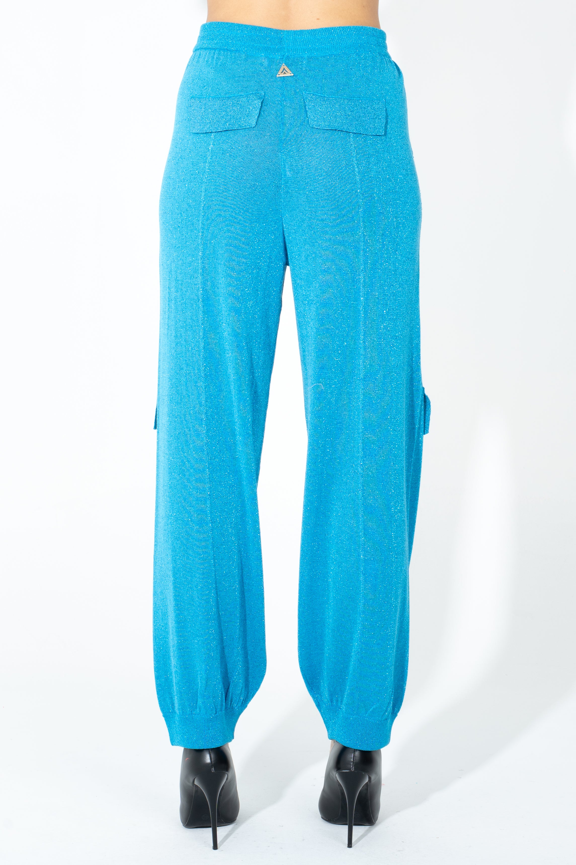 Pantalone cargo lurex in maglia