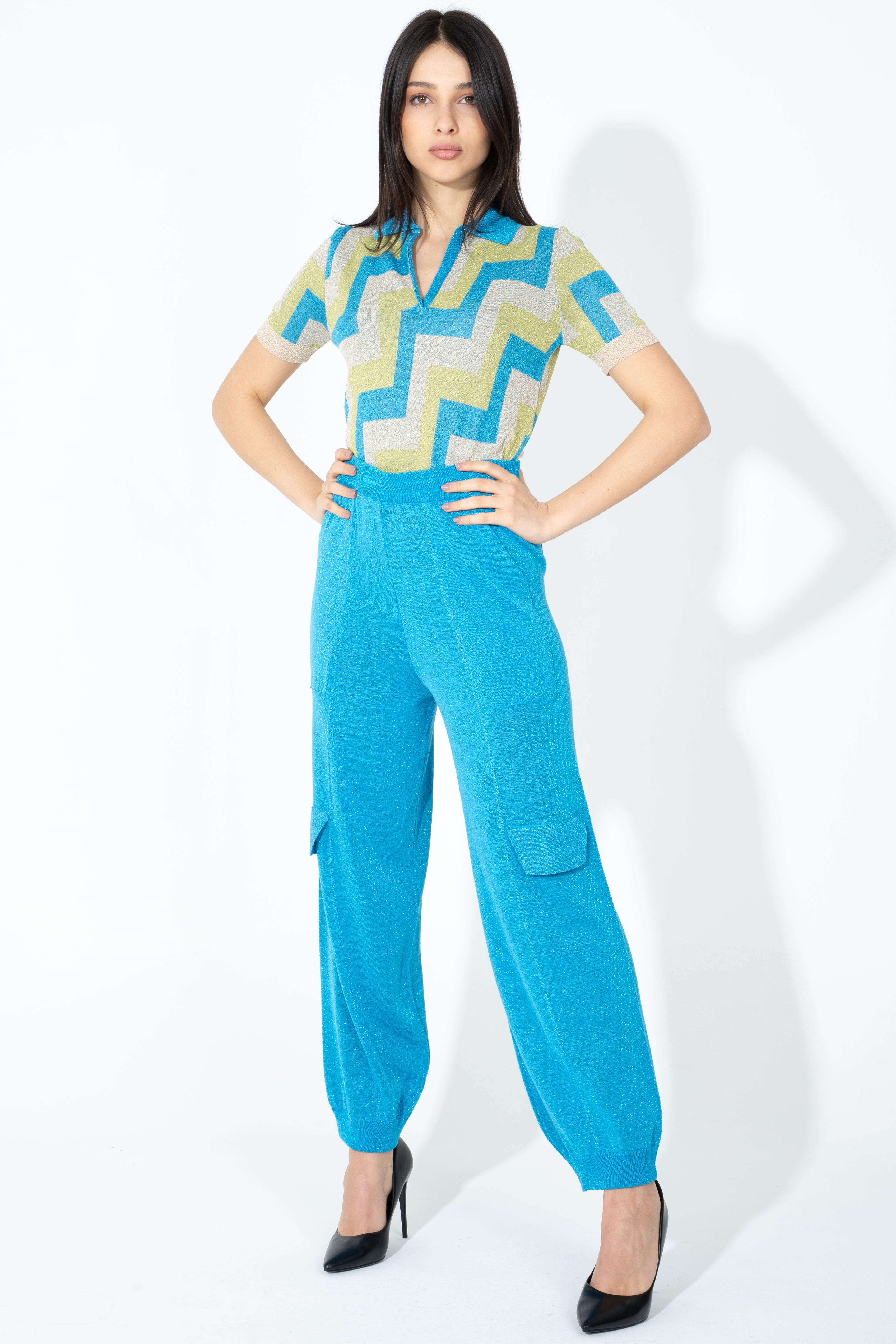 Pantalone cargo in maglia