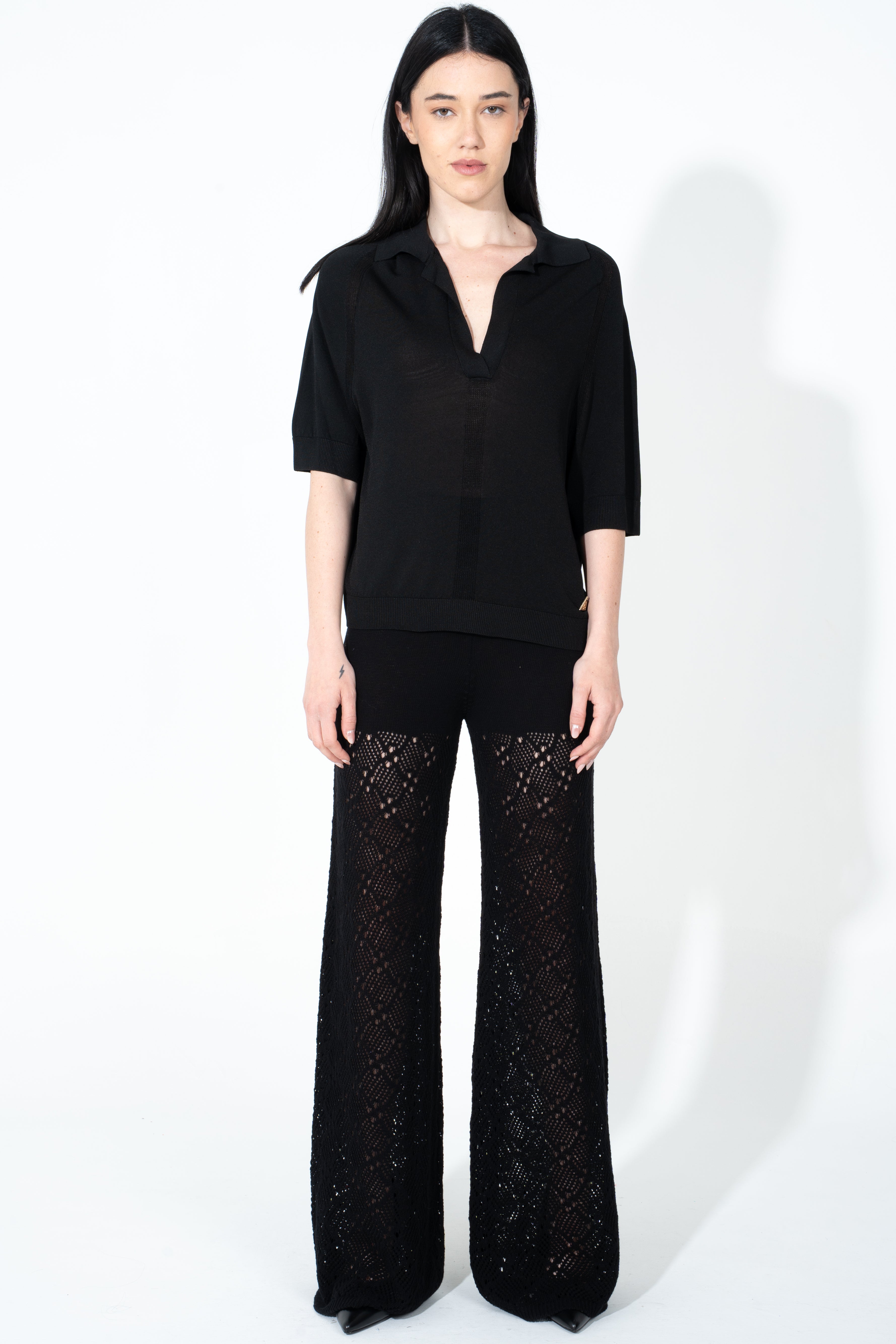 Pantalone in maglia traforata