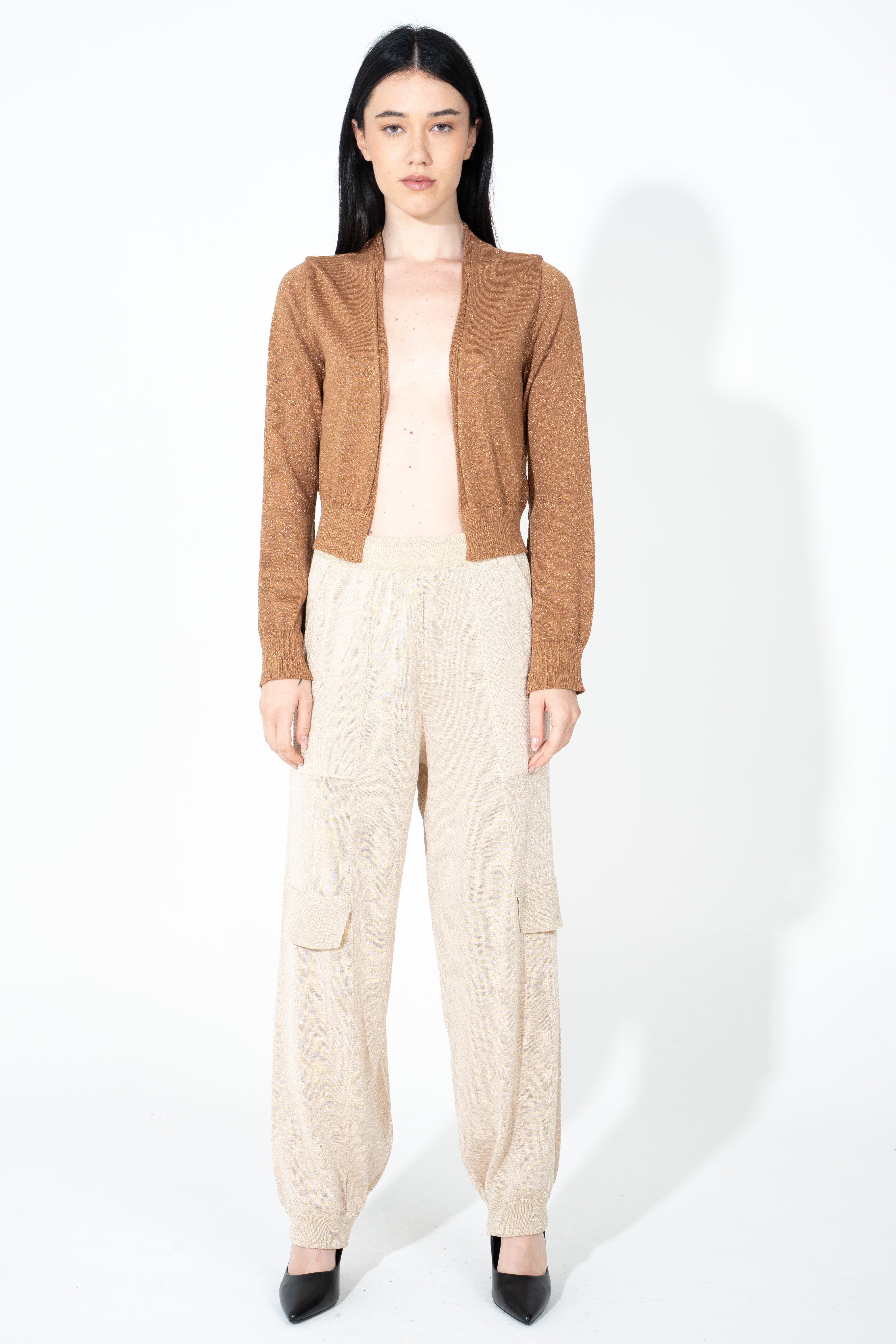 Coprispalle in maglia lurex