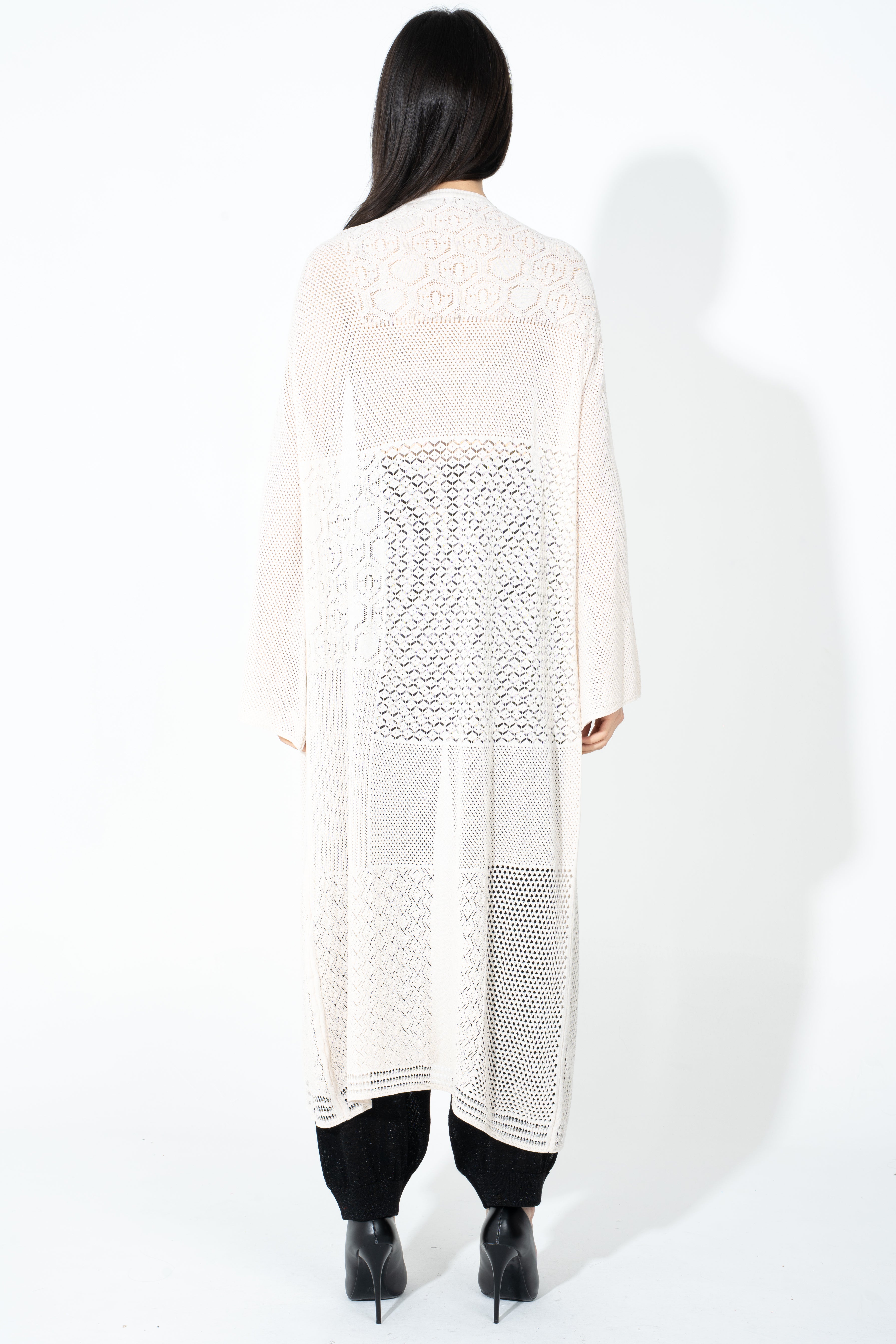Kimono lungo in maglia punto pizzo