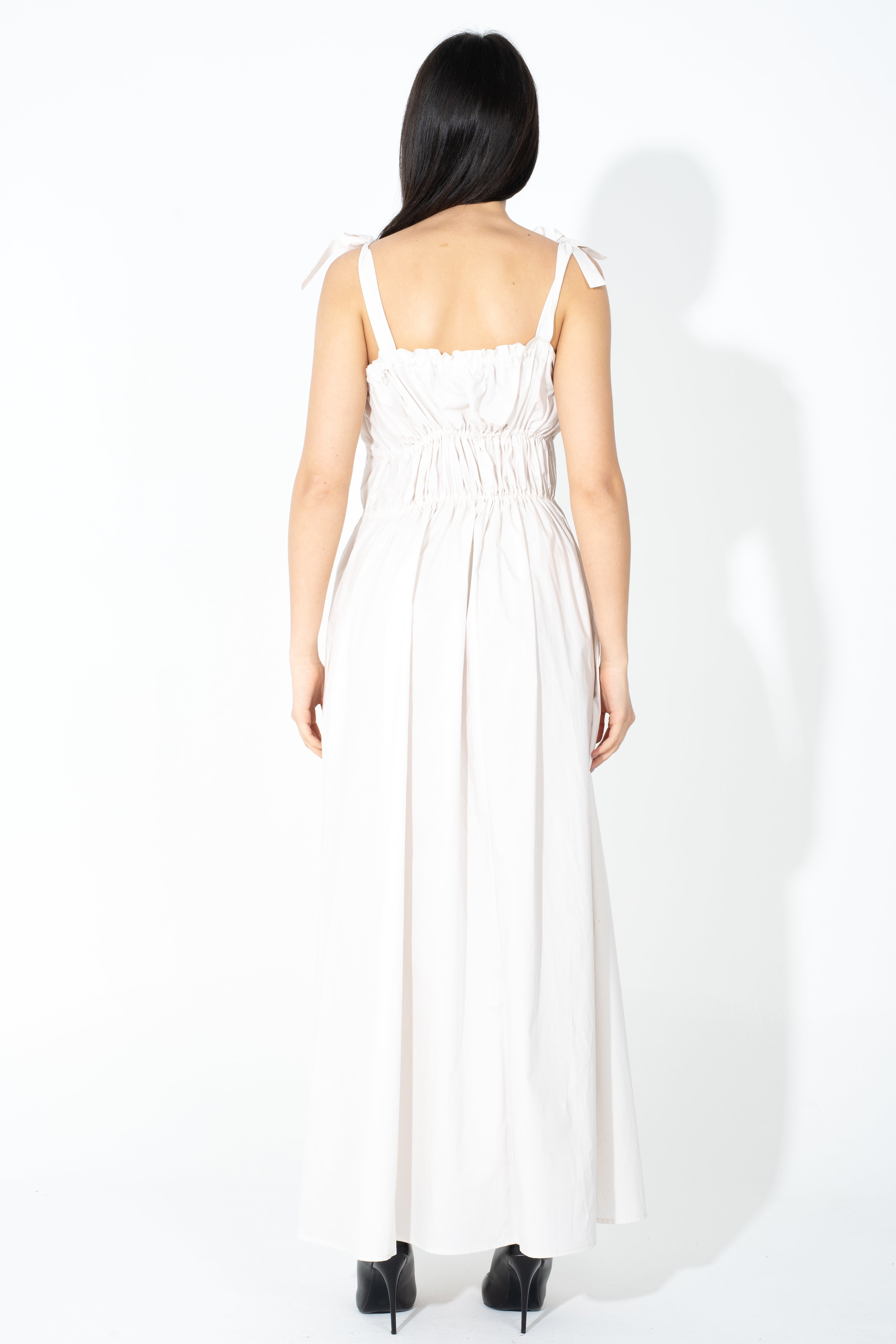 Abito maxi con corpetto smock