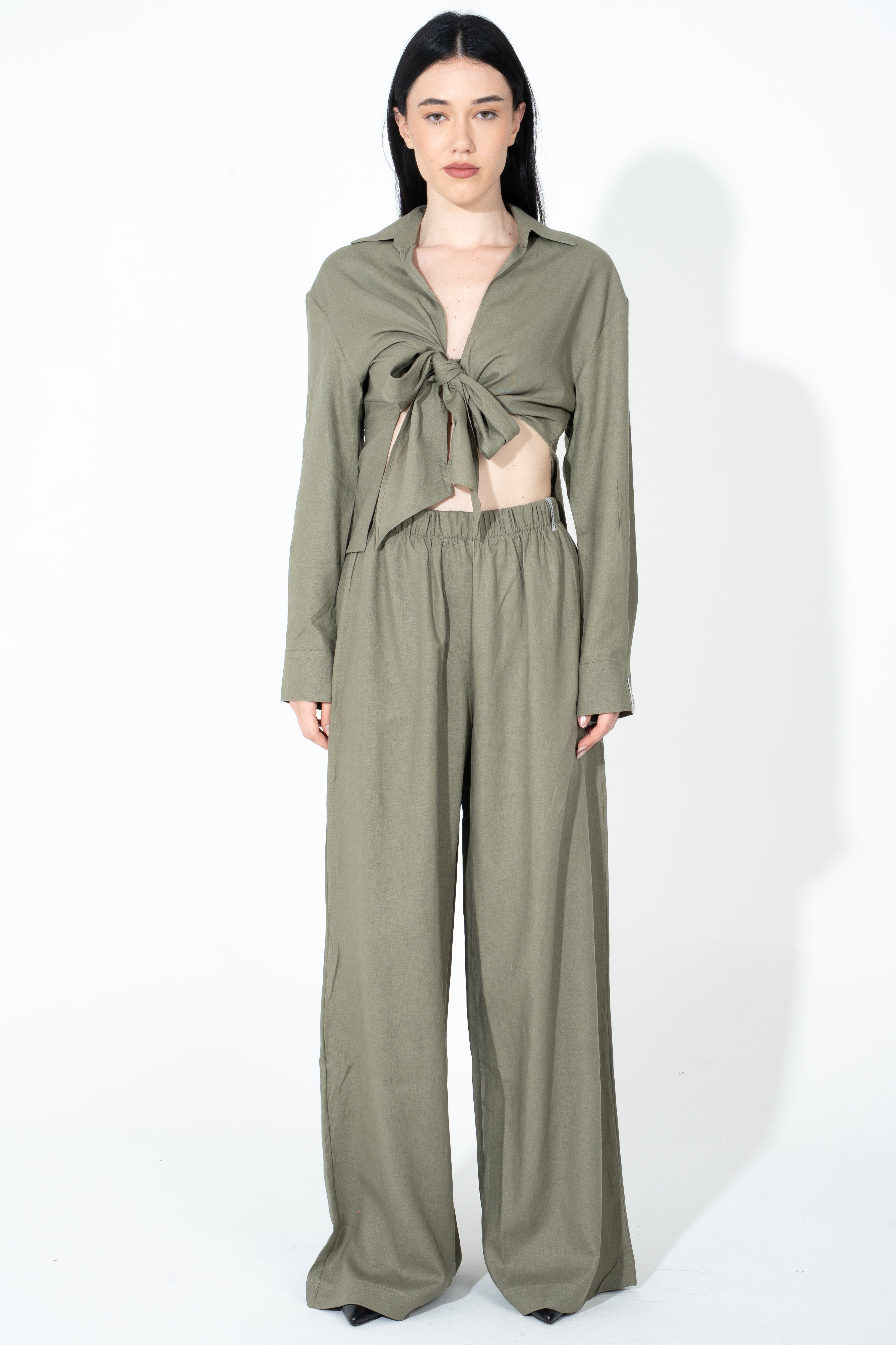 Pantalone palazzo in lino