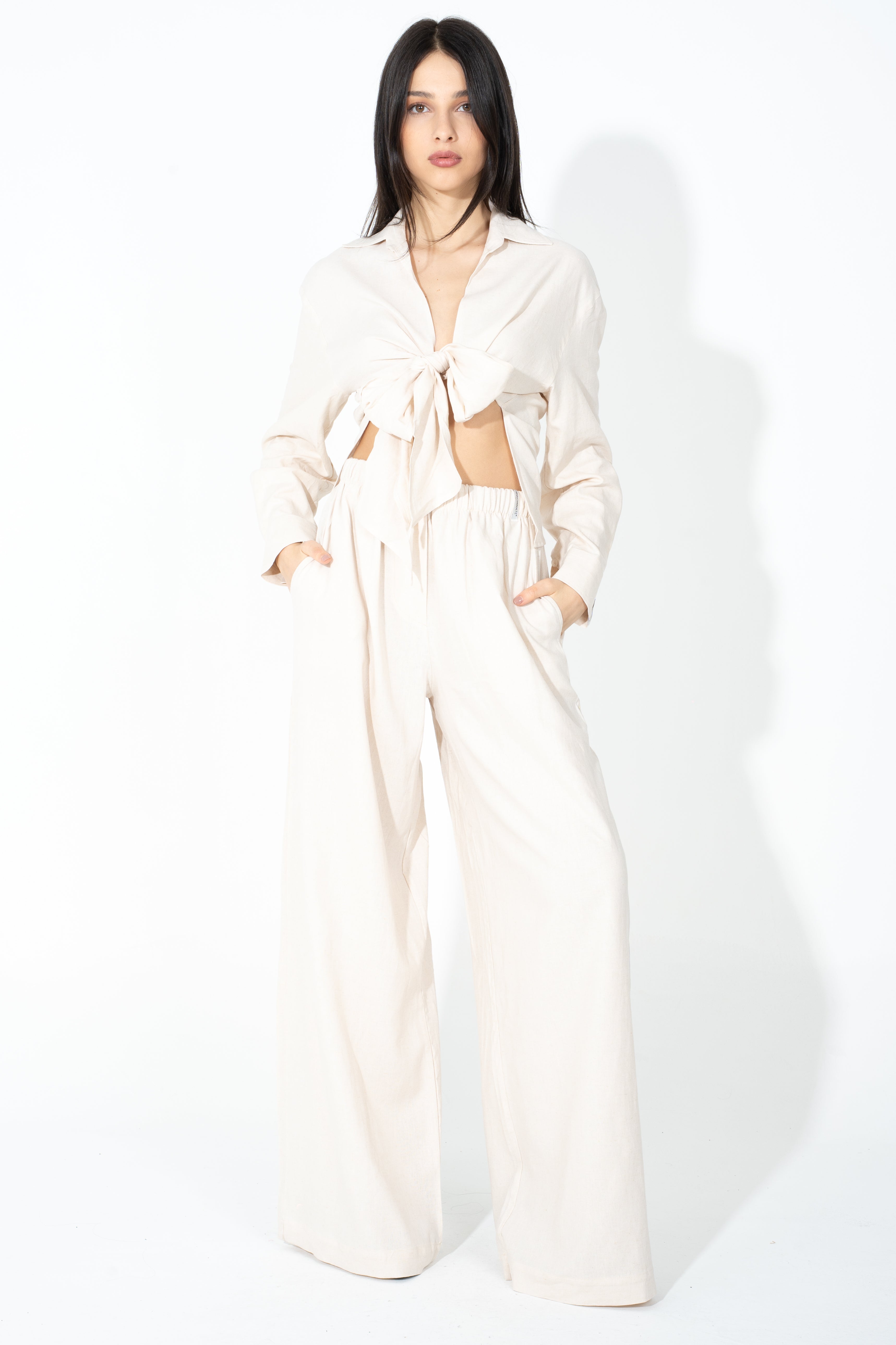 Pantalone palazzo in lino