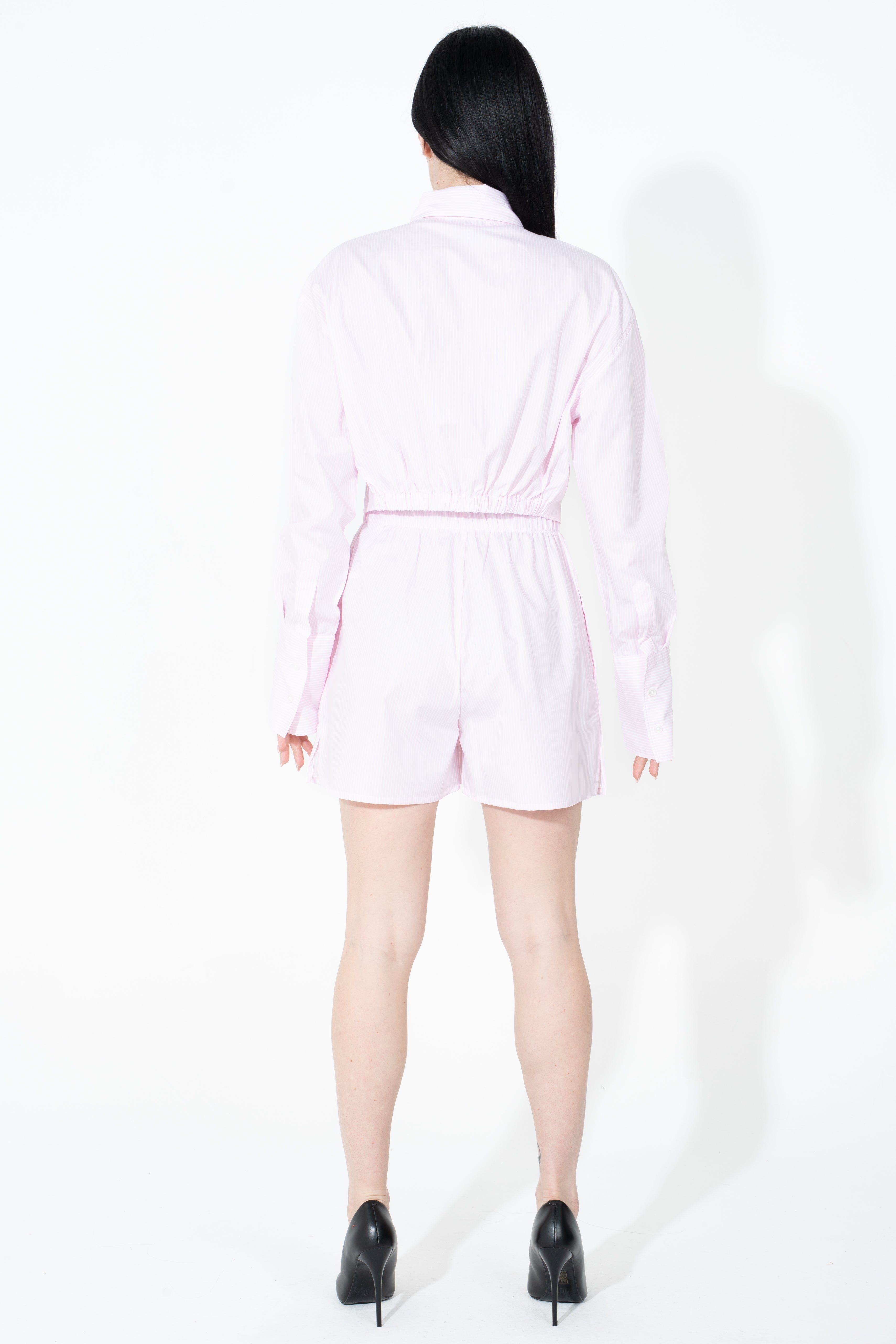 Camicia corta in cotone con elastico sul retro