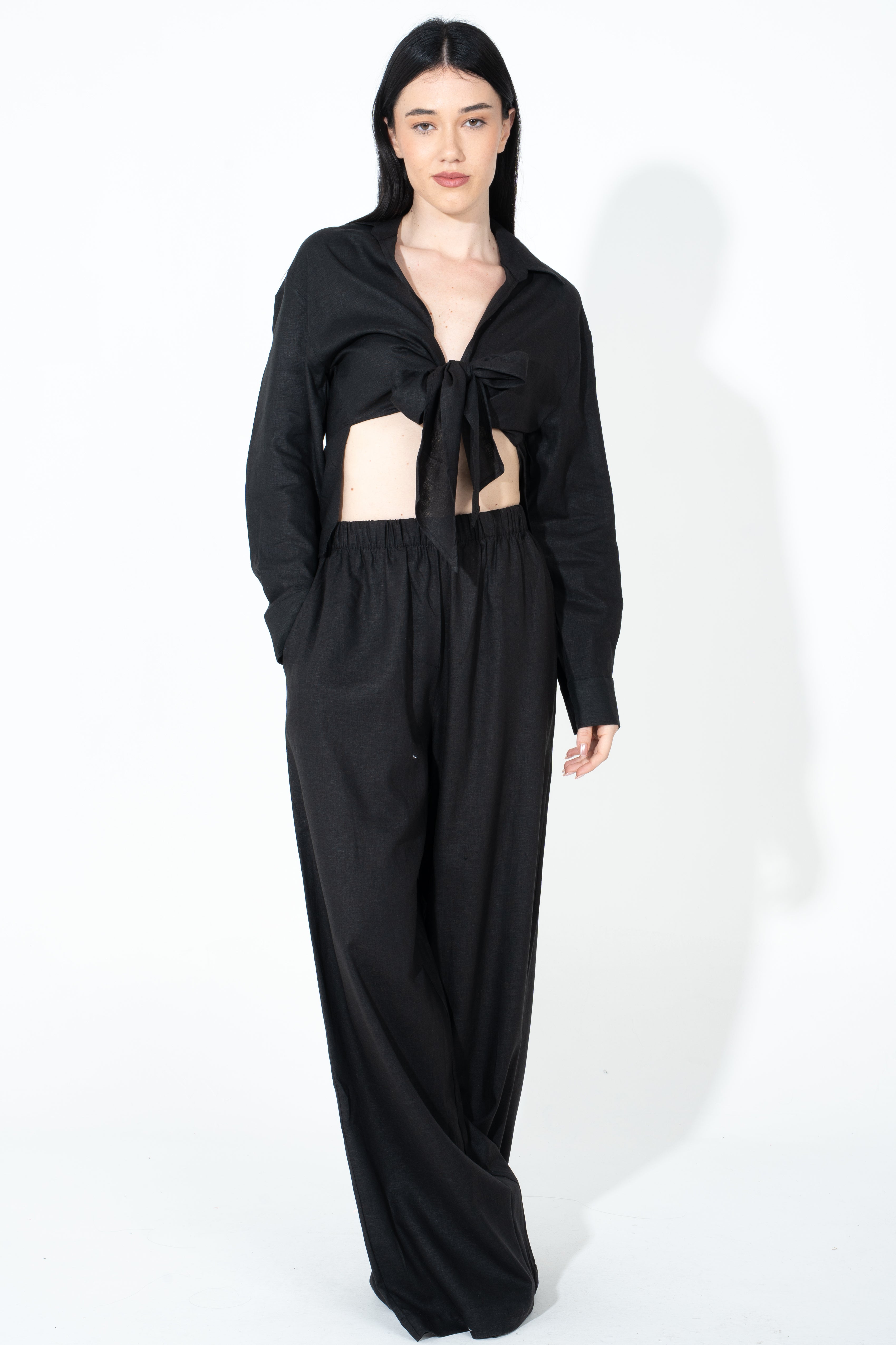 Pantalone palazzo in lino