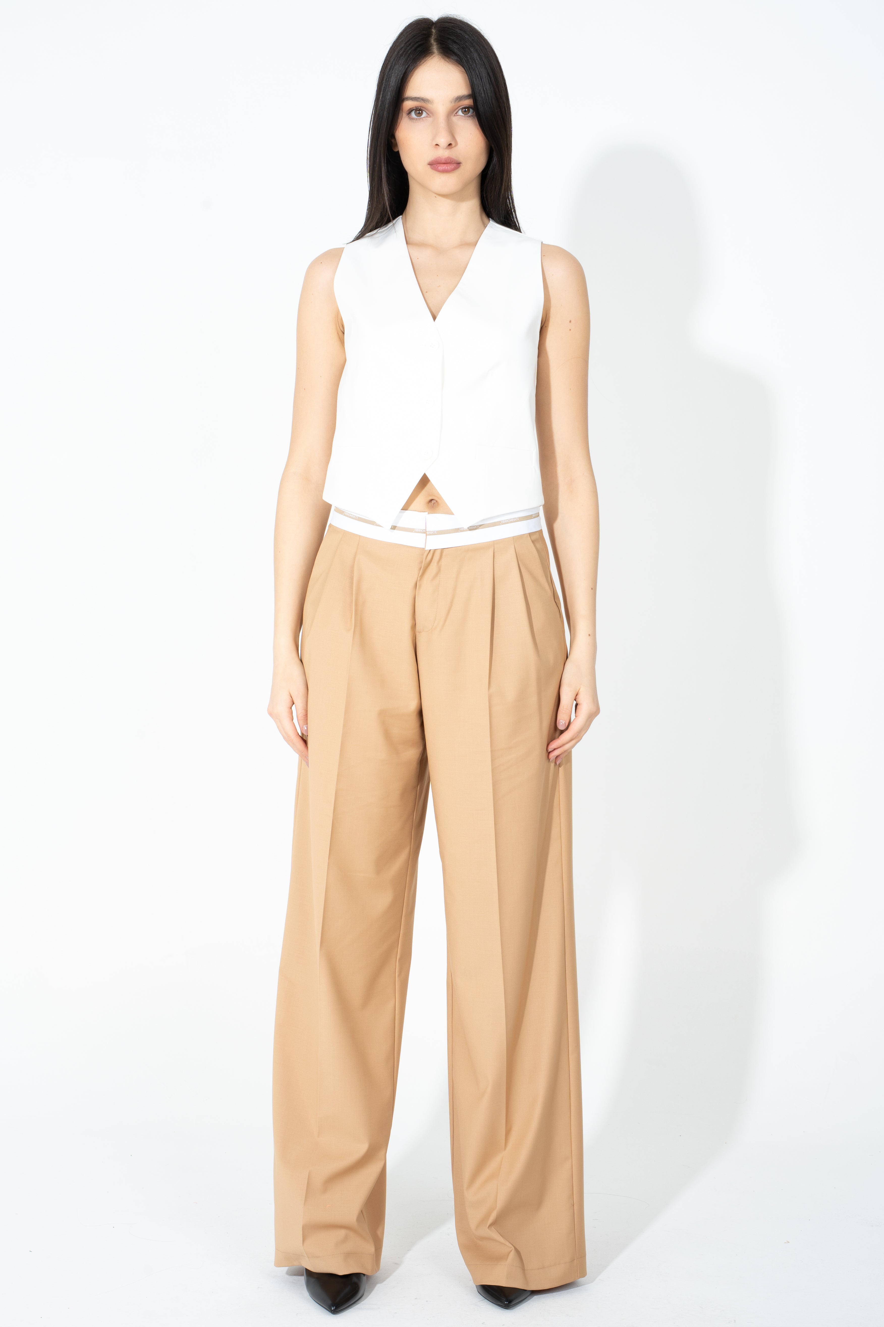 Pantalone dritto con cinto logato