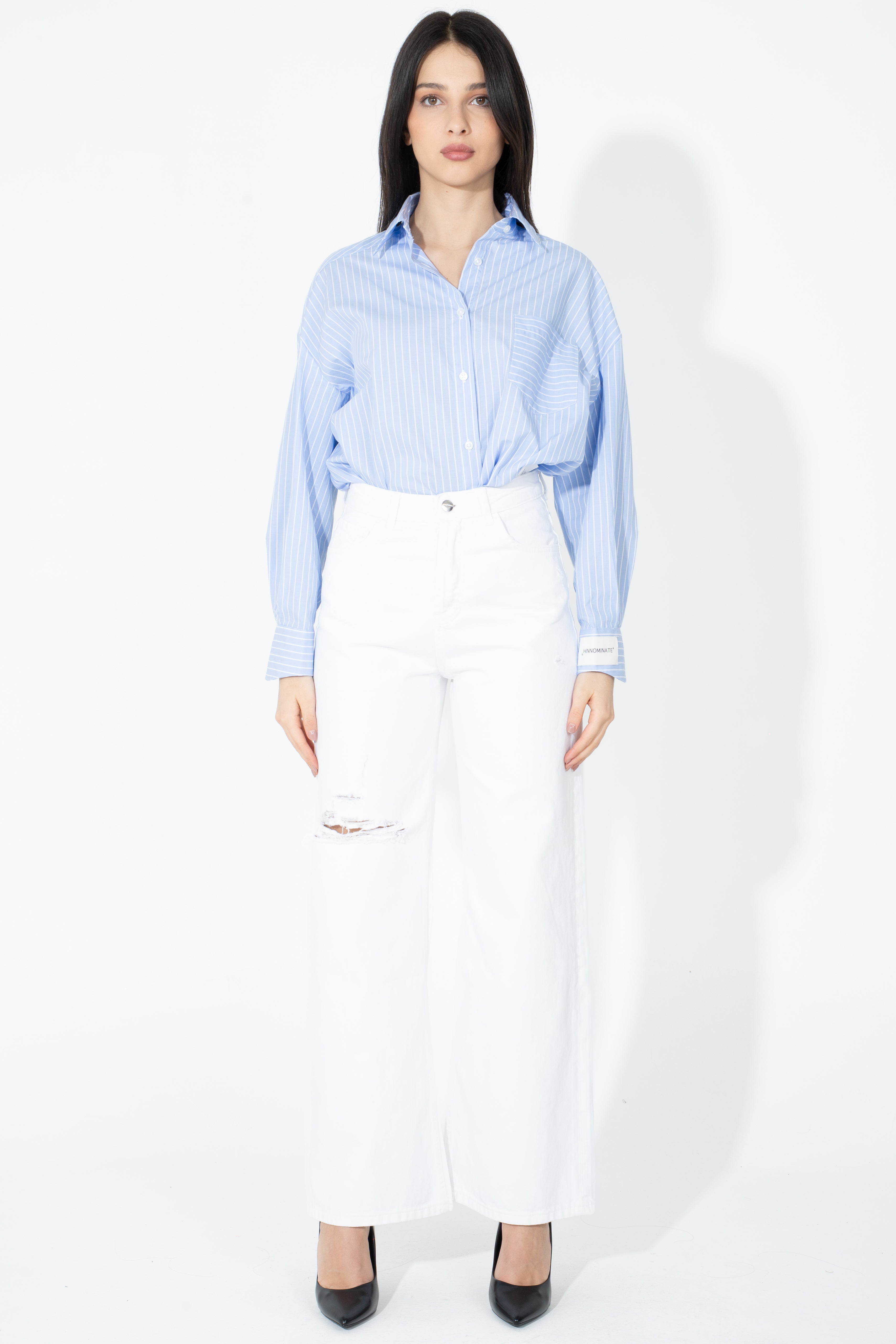 Pantalone in tessuto jeans con rotture