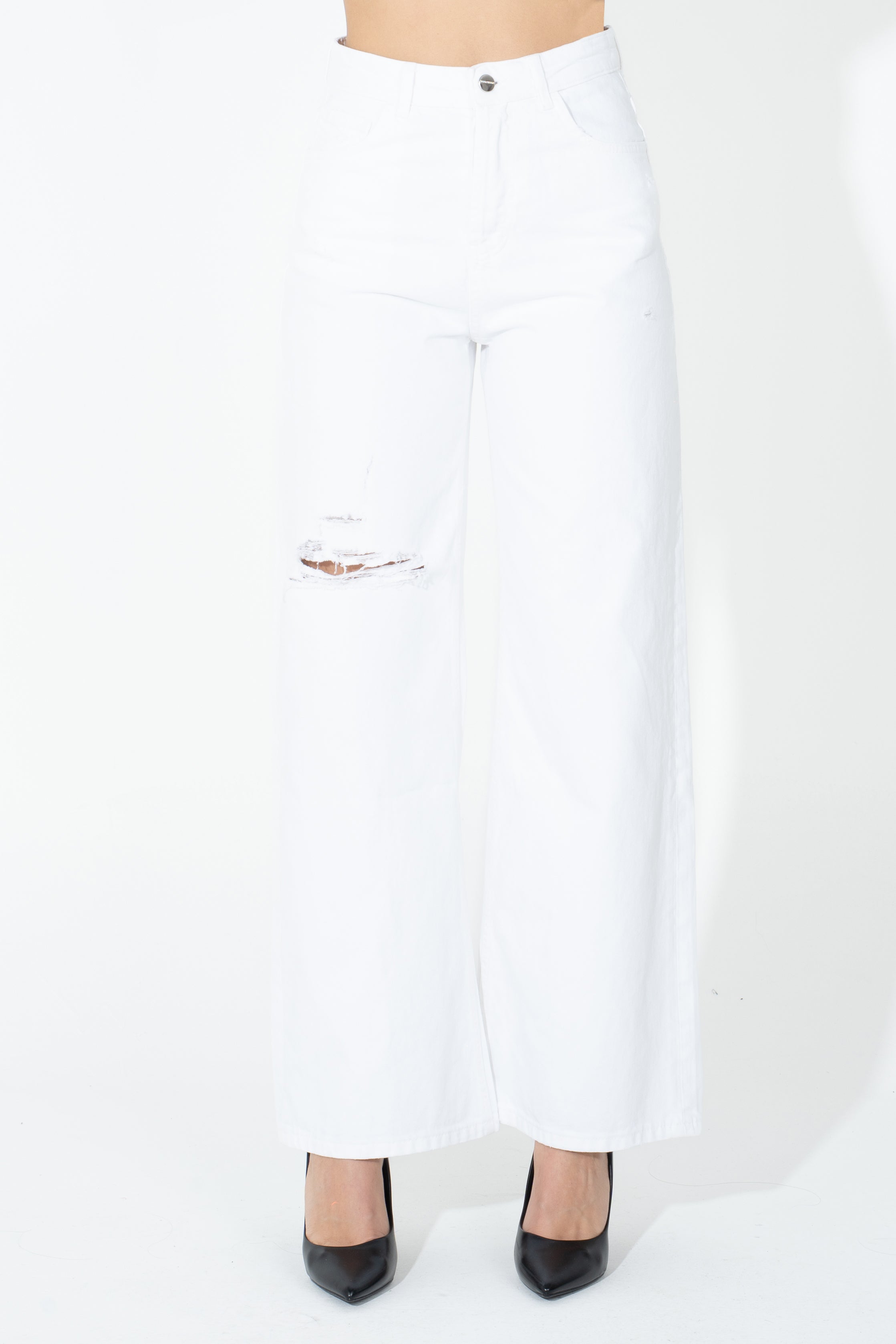 Pantalone in tessuto jeans con rotture