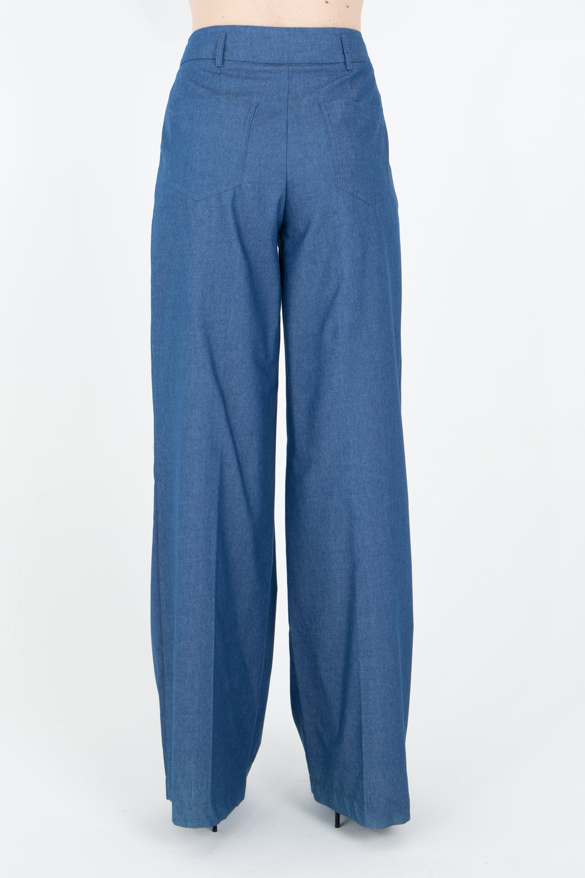 Pantalone palazzo in tessuto denim