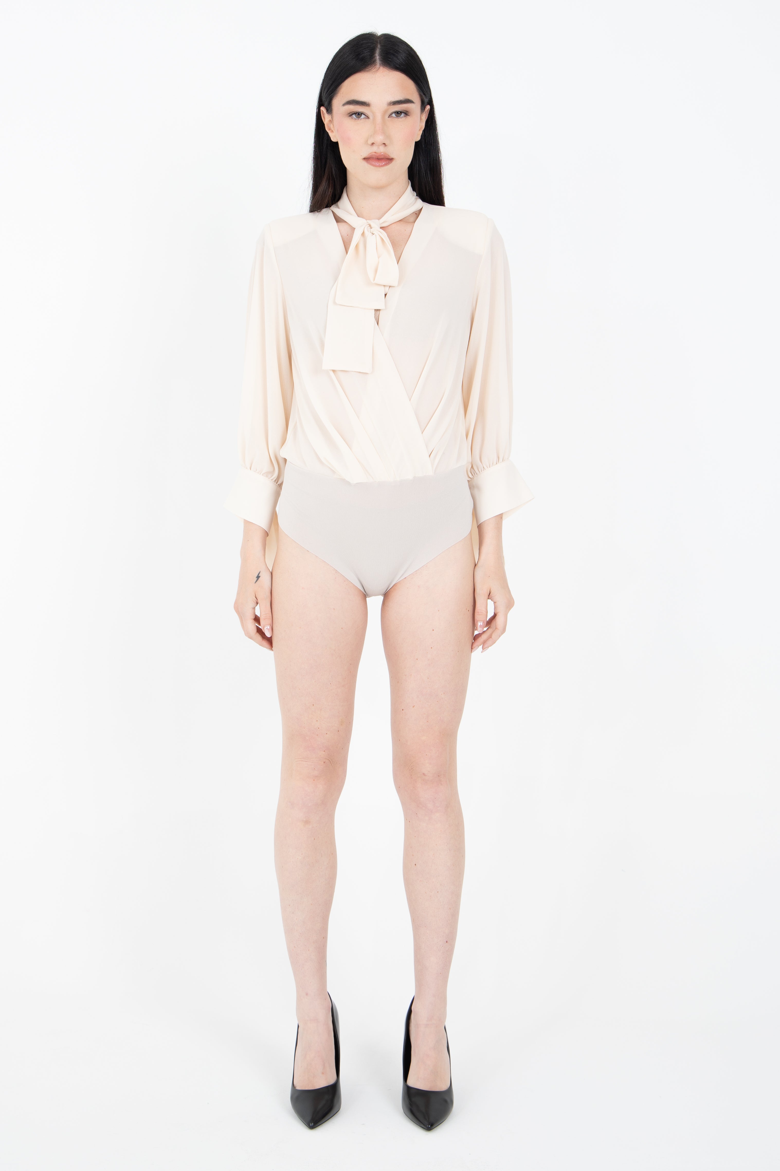 Body in georgette con profonda scollatura