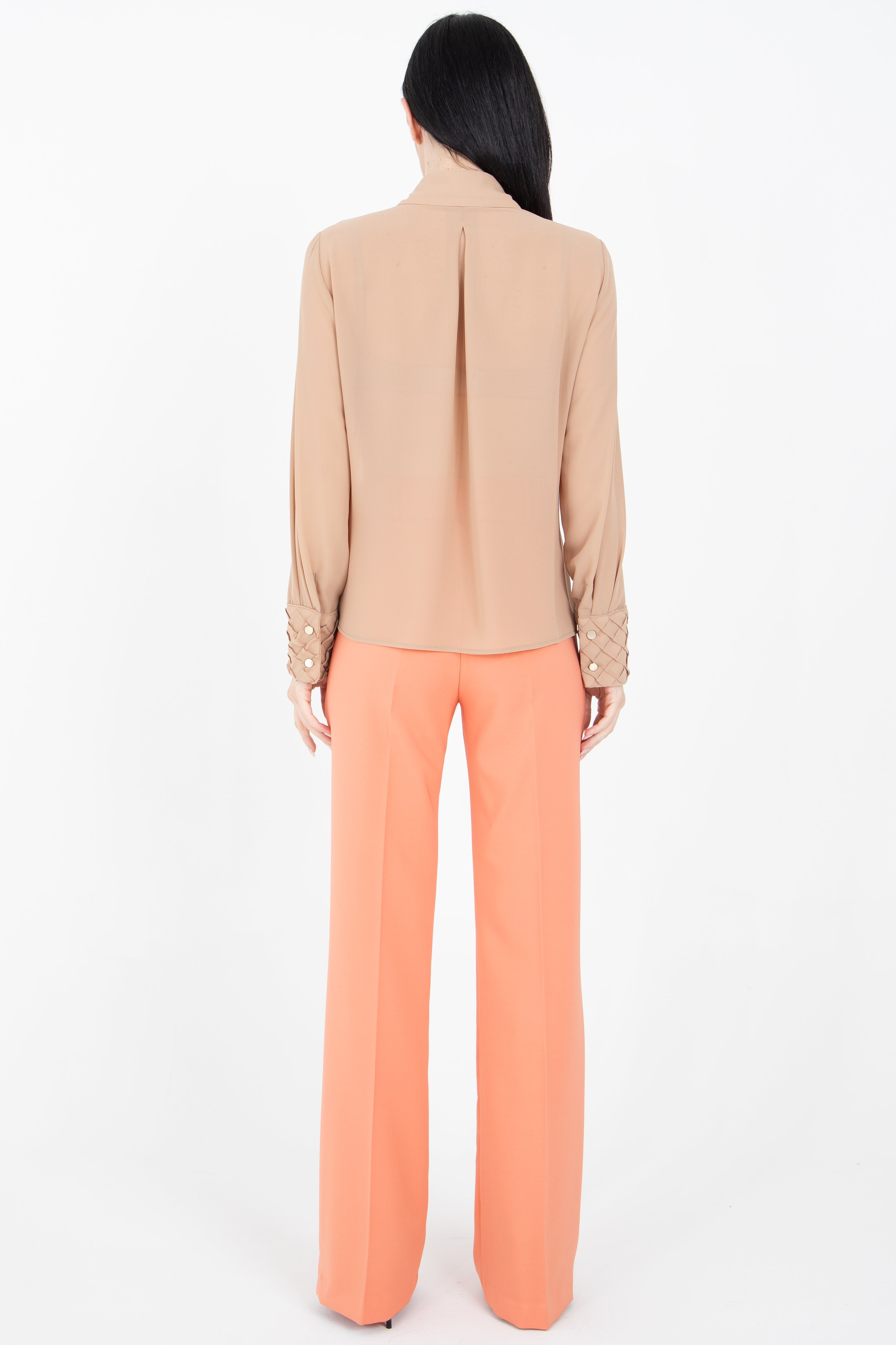 Camicia in georgette con polsino lavorato