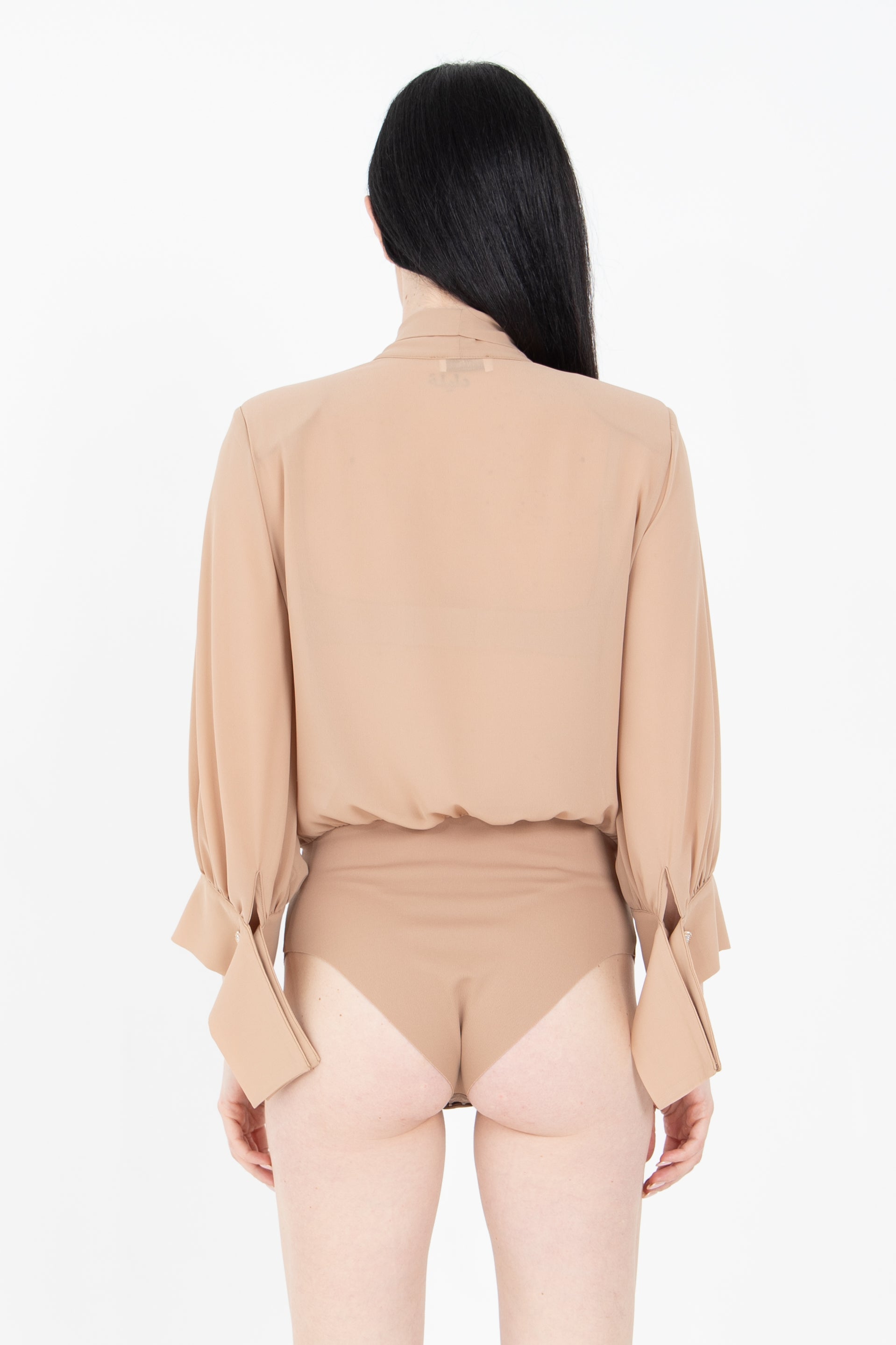 Body in georgette con profonda scollatura