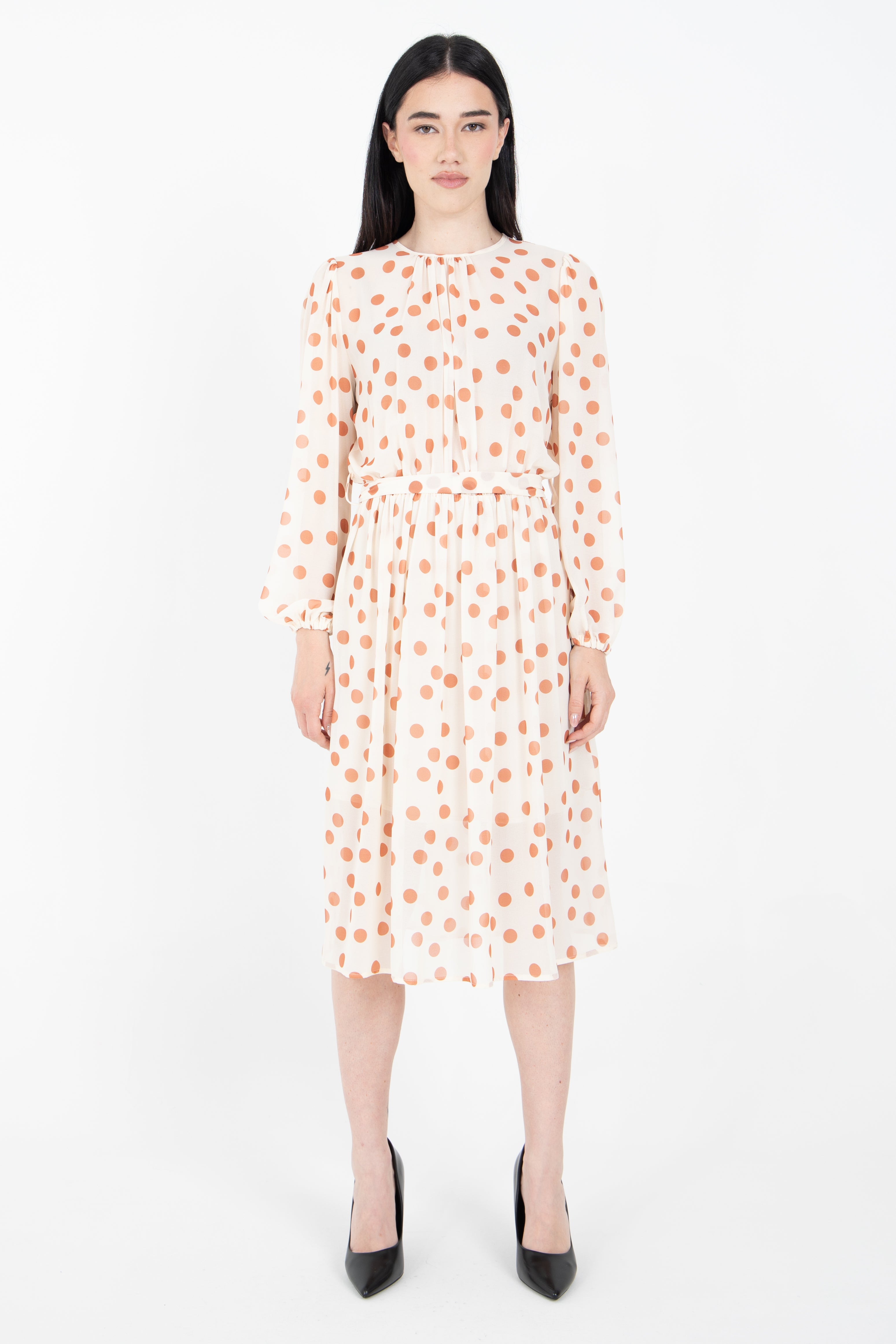 Abito in georgette in fantasia pois