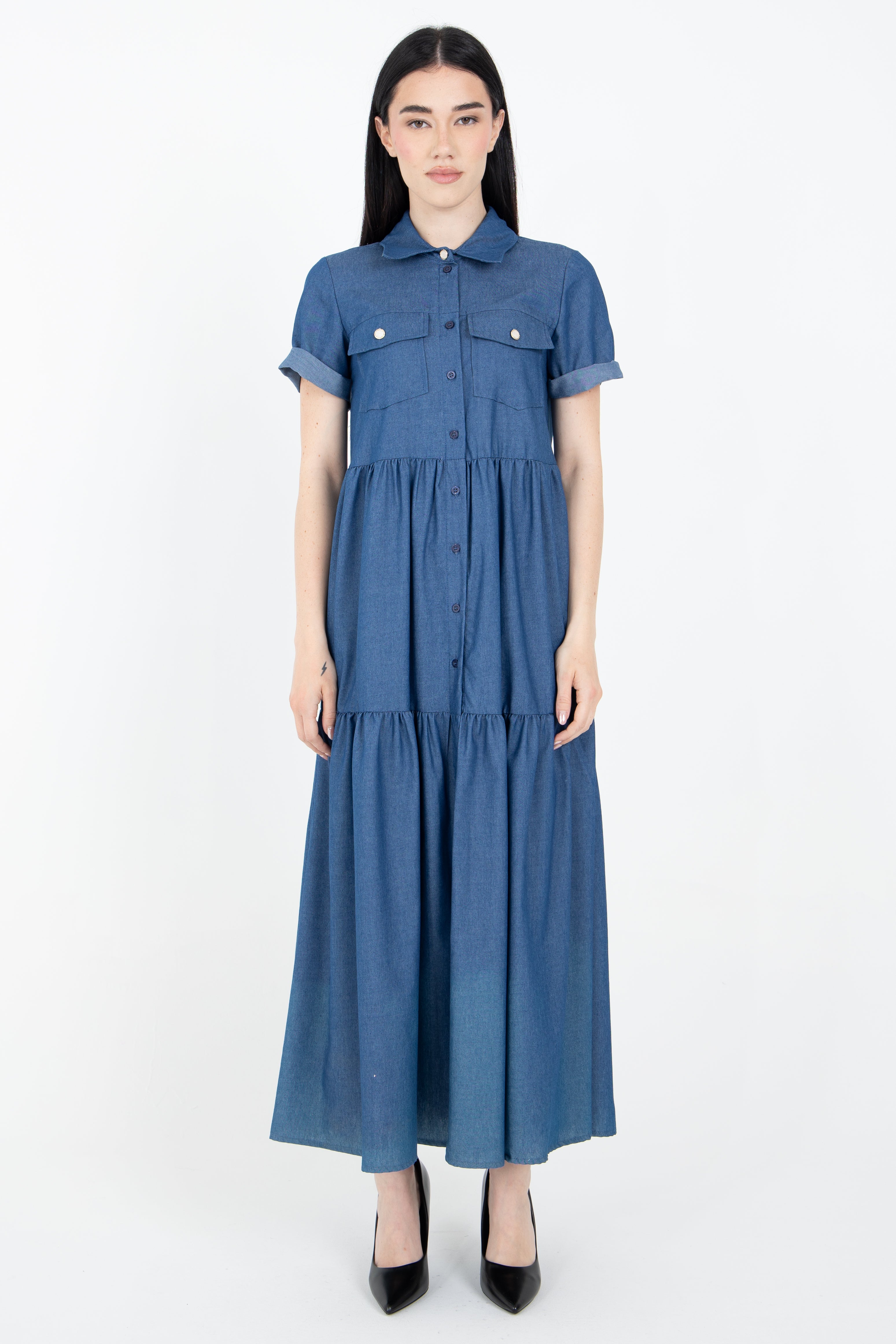Abito grembiule in tessuto denim
