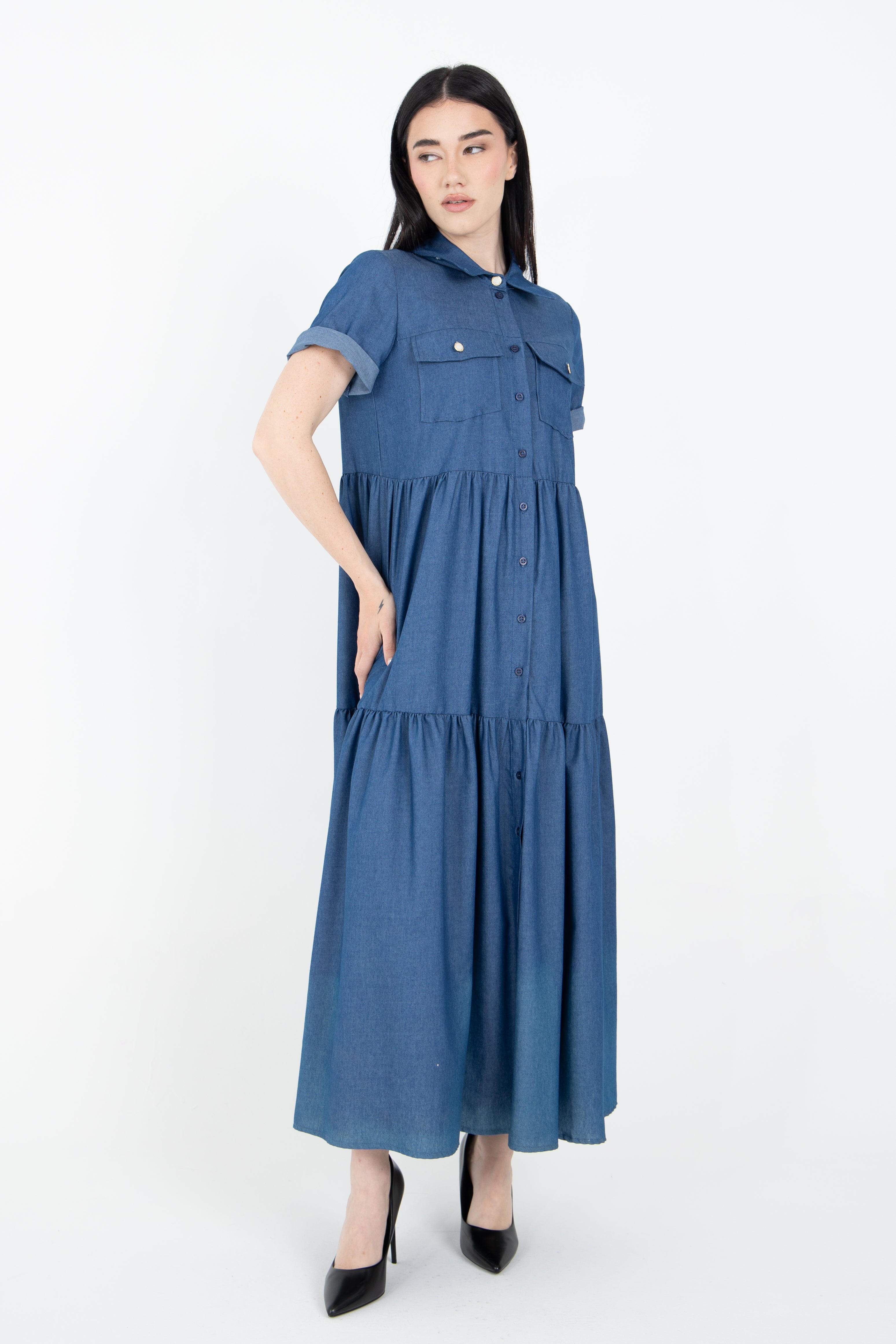 Abito grembiule in tessuto denim