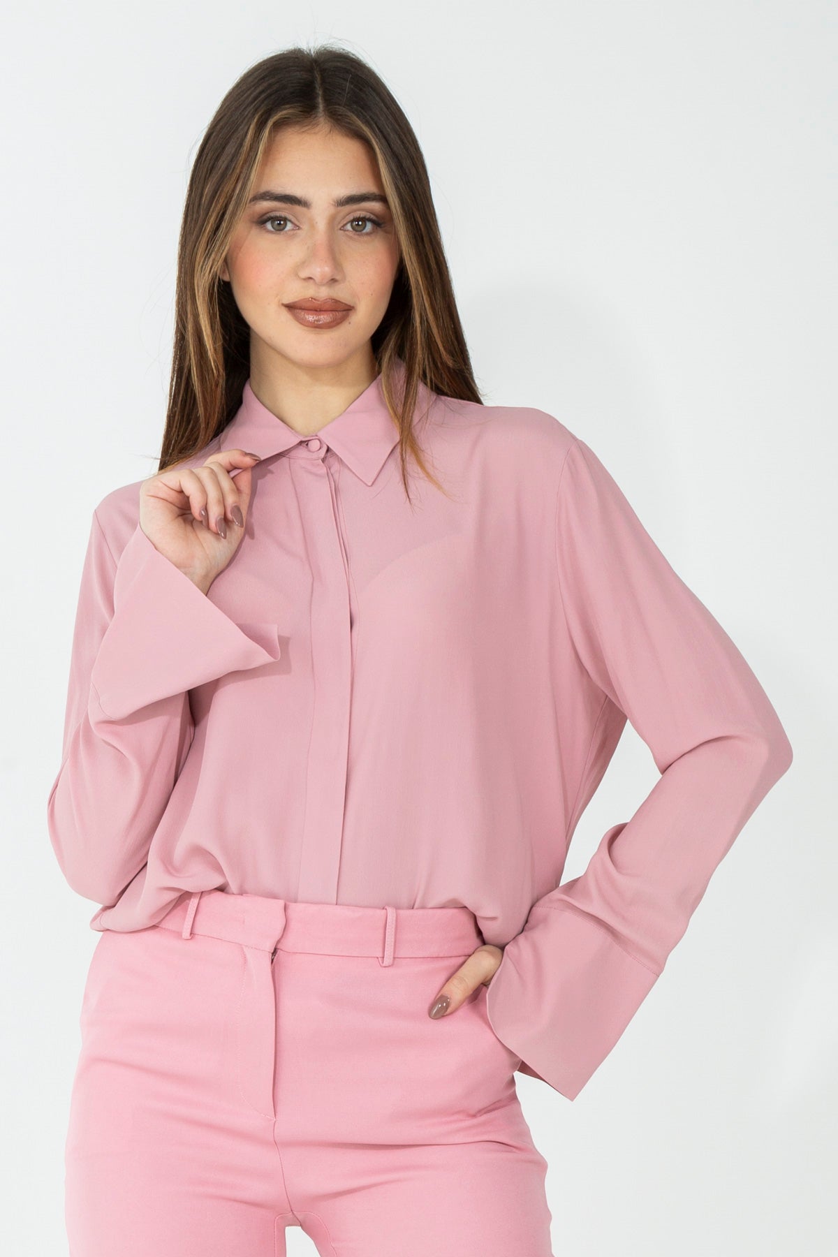 Camicia basic in misto seta