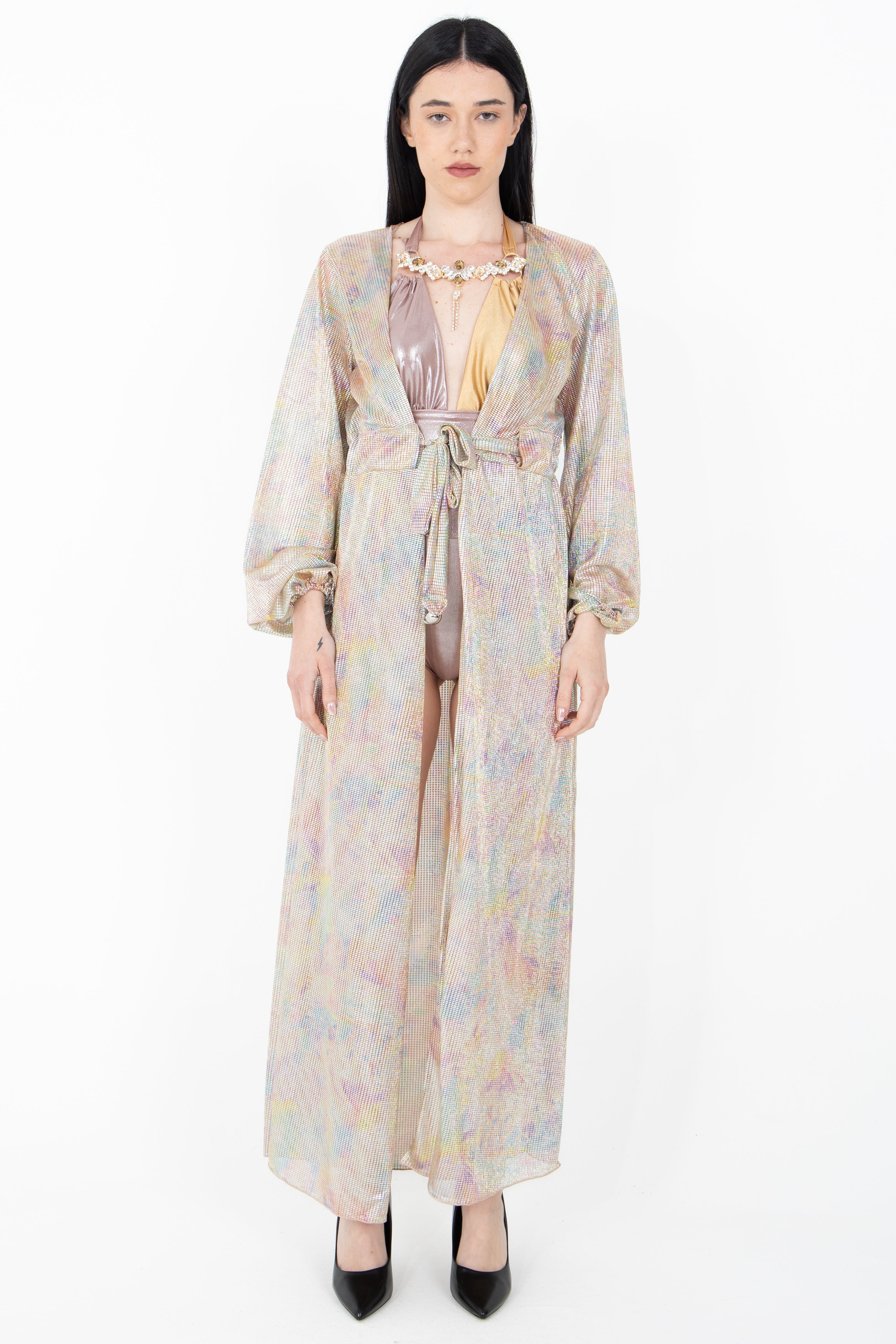 Kimono lungo metallizzato