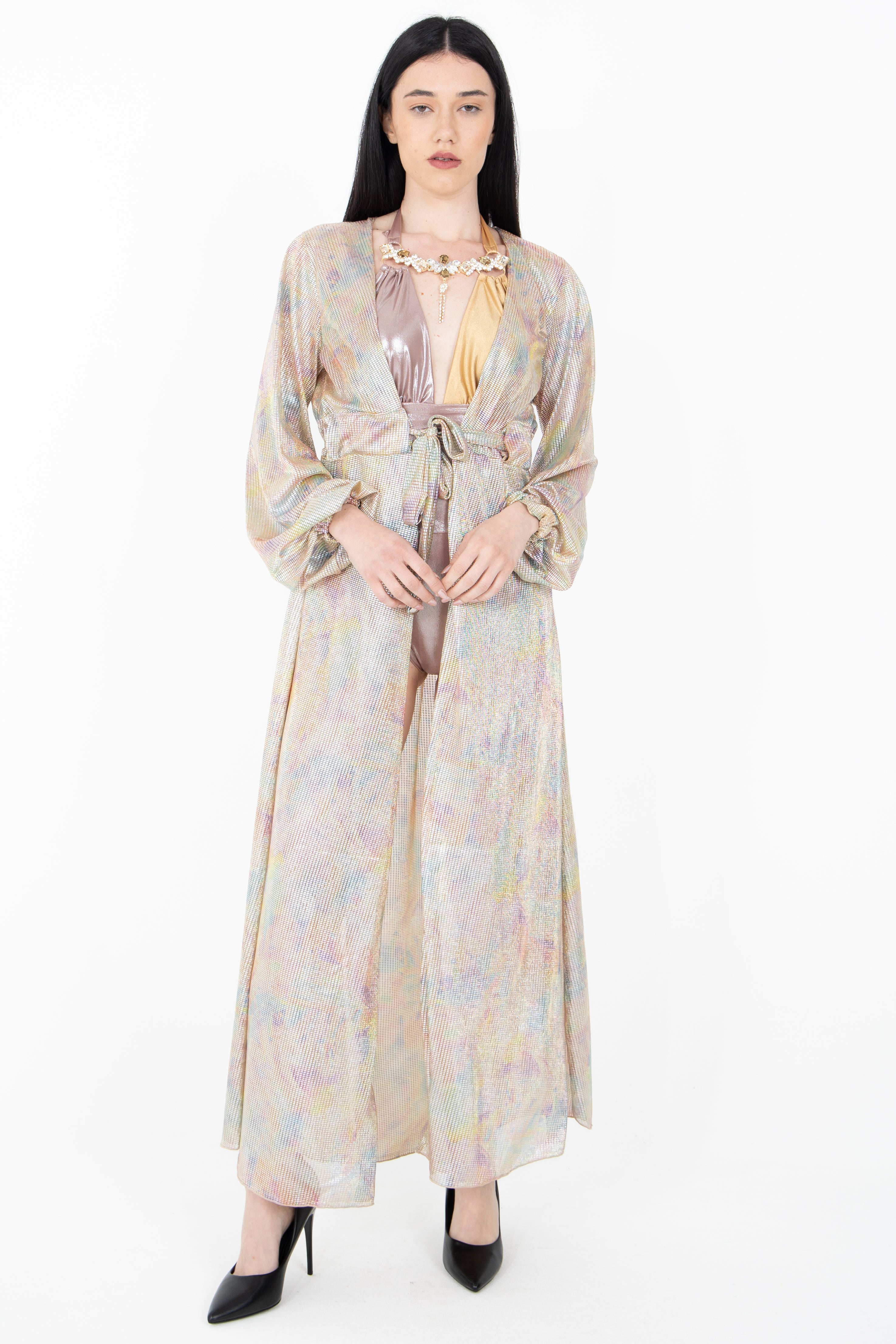 Kimono lungo metallizzato