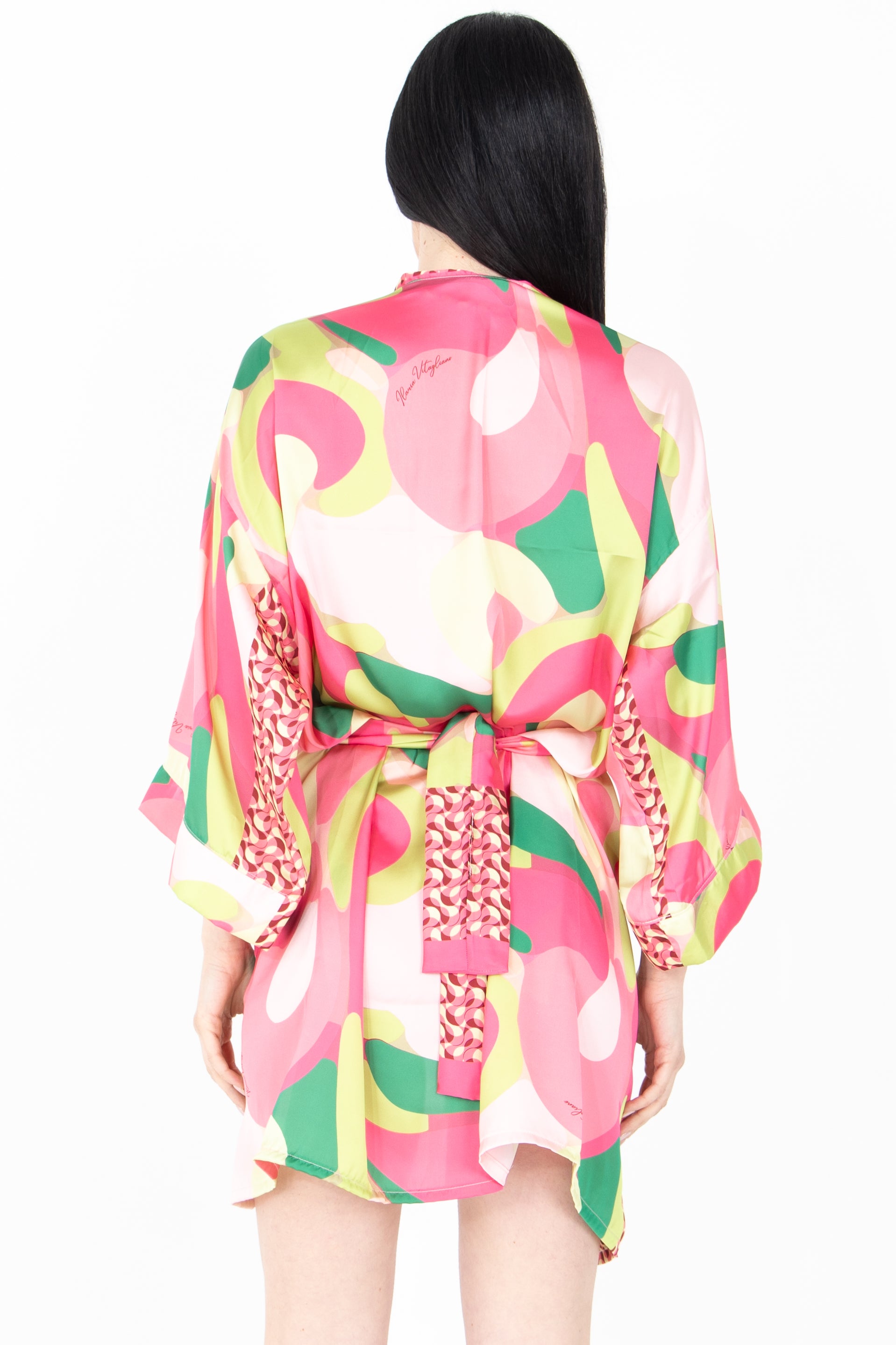 Kimono corto con profilo a contrasto