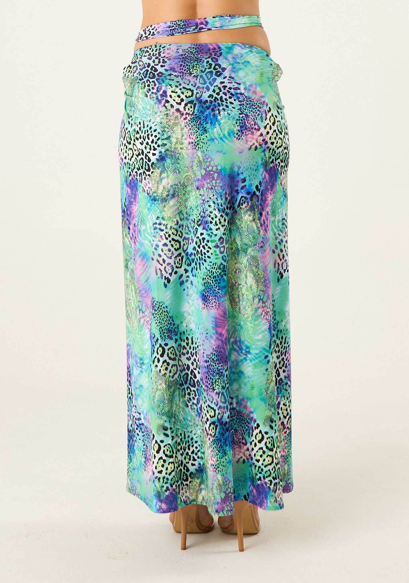 Gonna lunga con anello patch animalier
