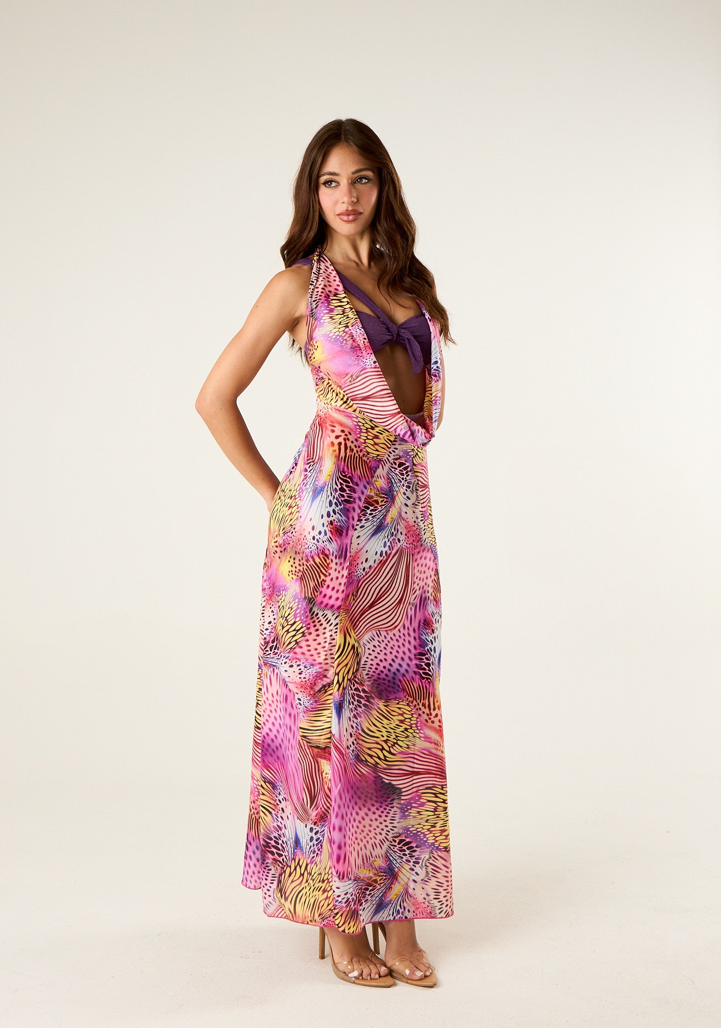 Abito lungo Pink Butterfly