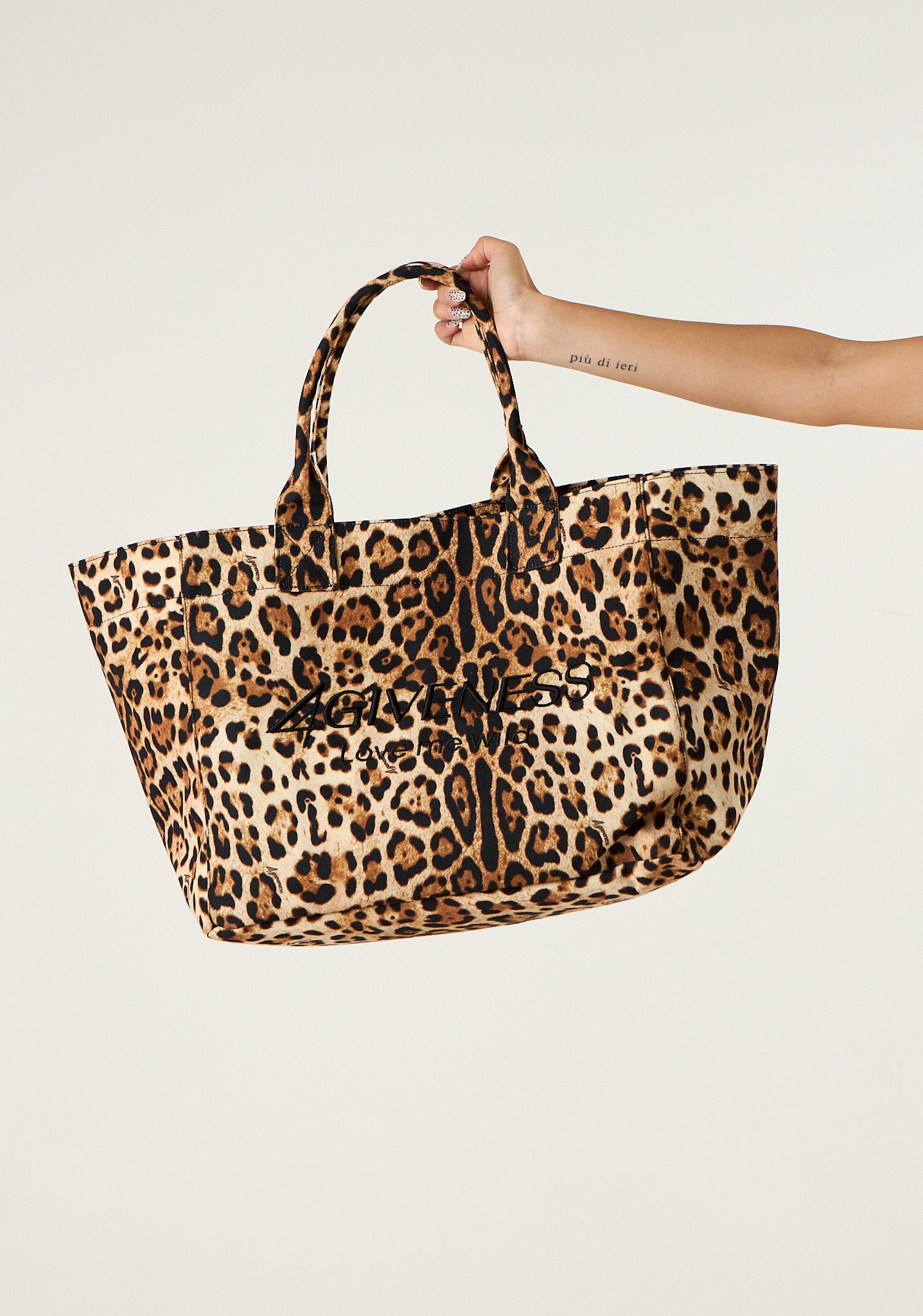 Borsa mare over in polycanvas leopard
