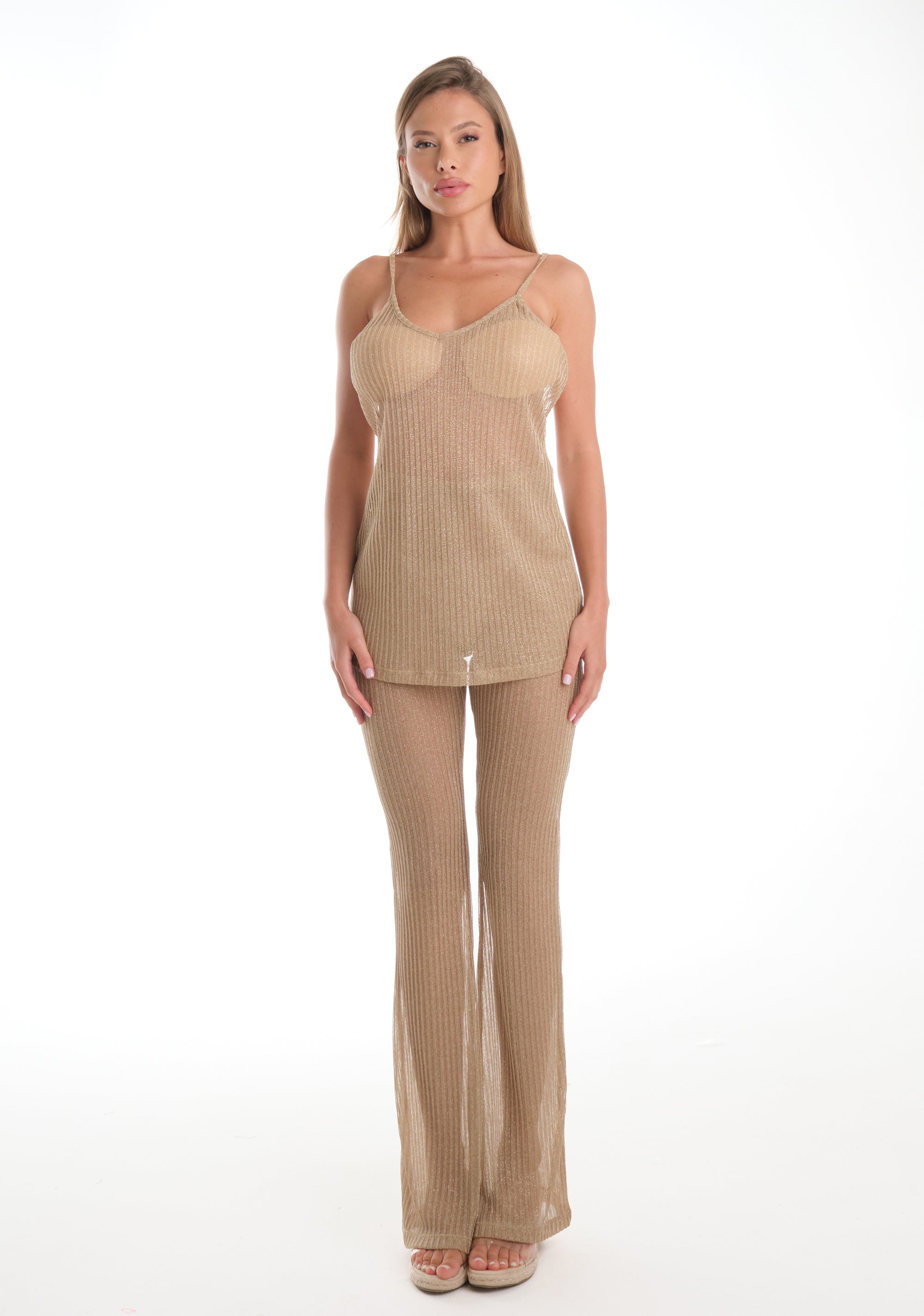 Pantalone zampa trasparent