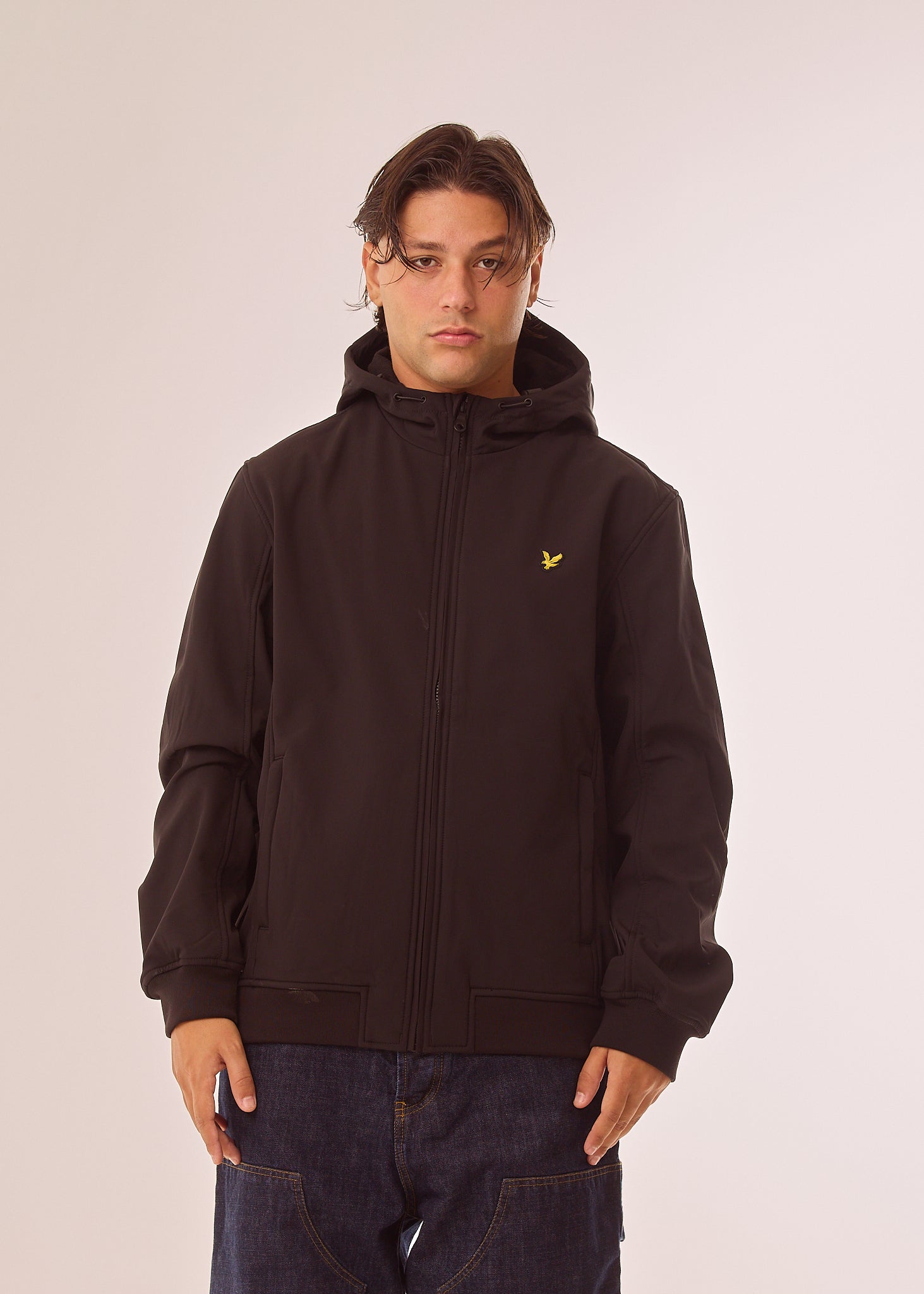 Giubbino in softshell con cappuccio