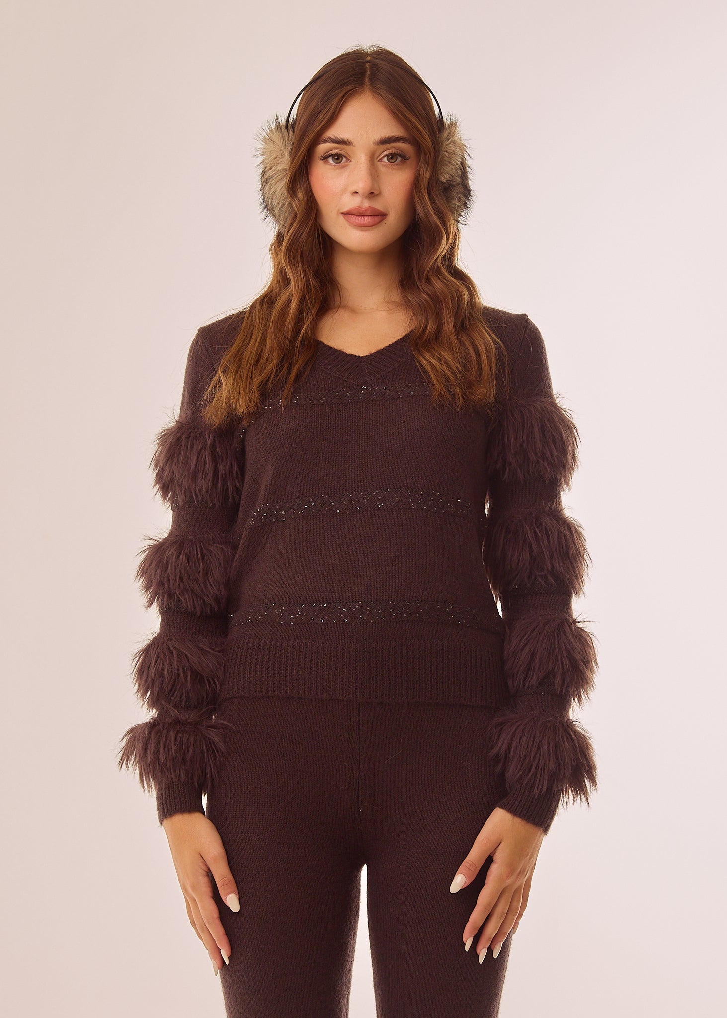 Maglia con inserti in pelo