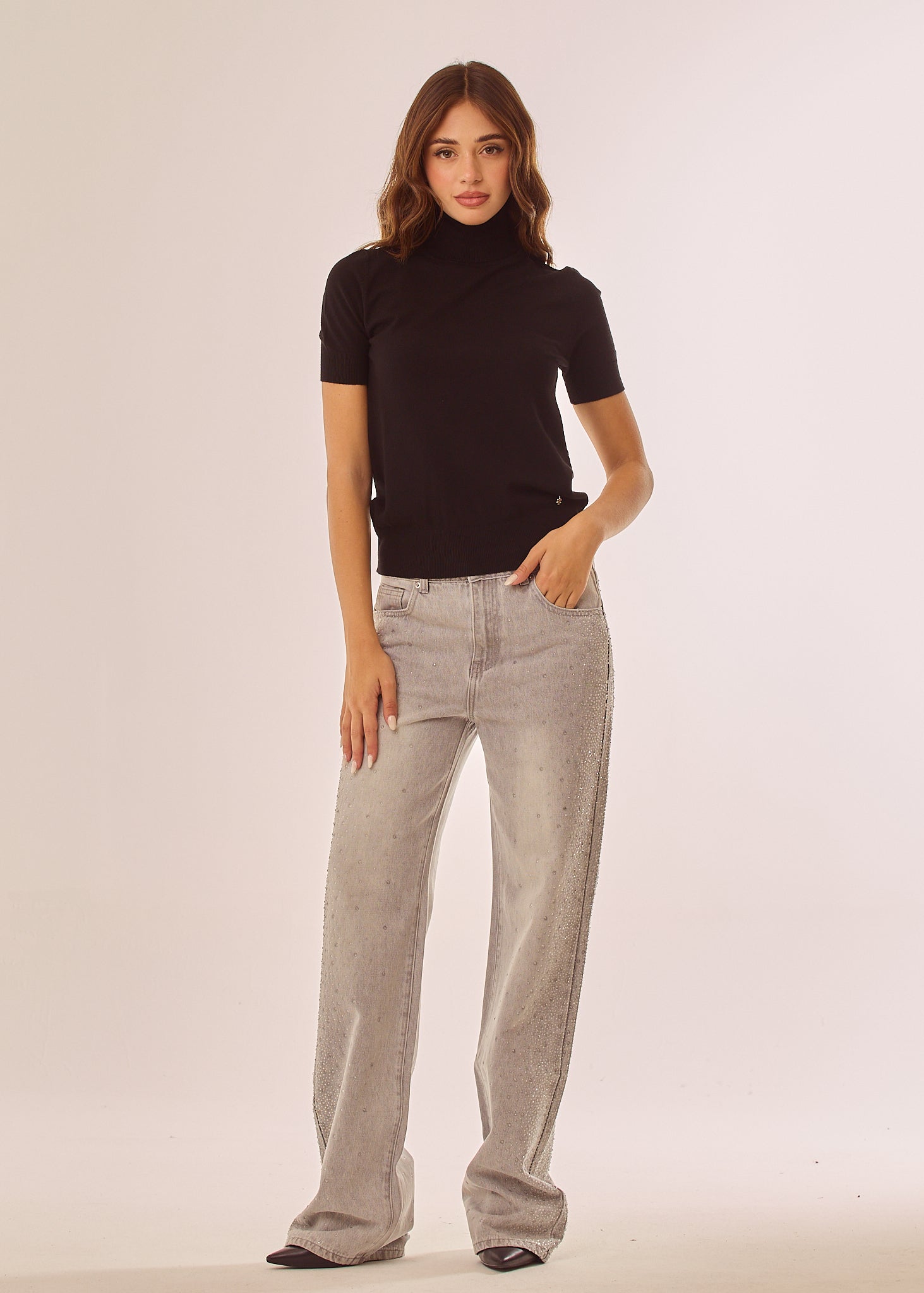 Jeans baggy con applicazioni