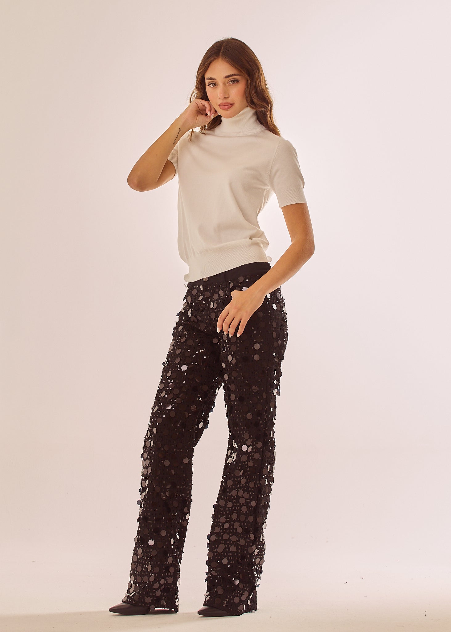 Maglia dolcevita a mezze maniche