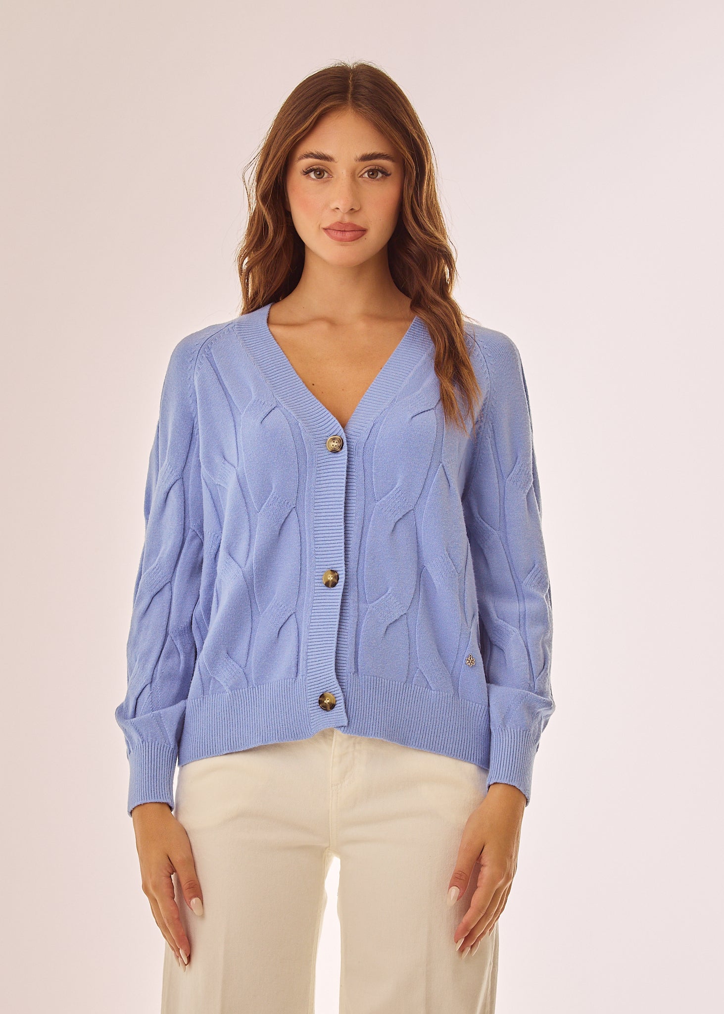 Cardigan con lavorazione a trecce