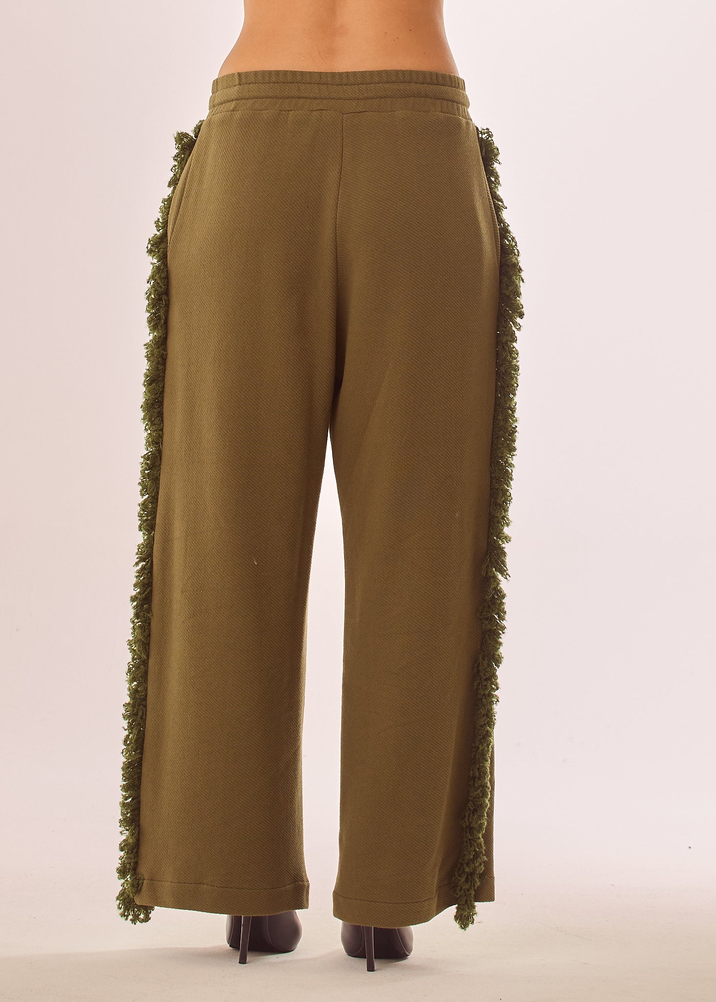 Pantalone palazzo con frange laterali