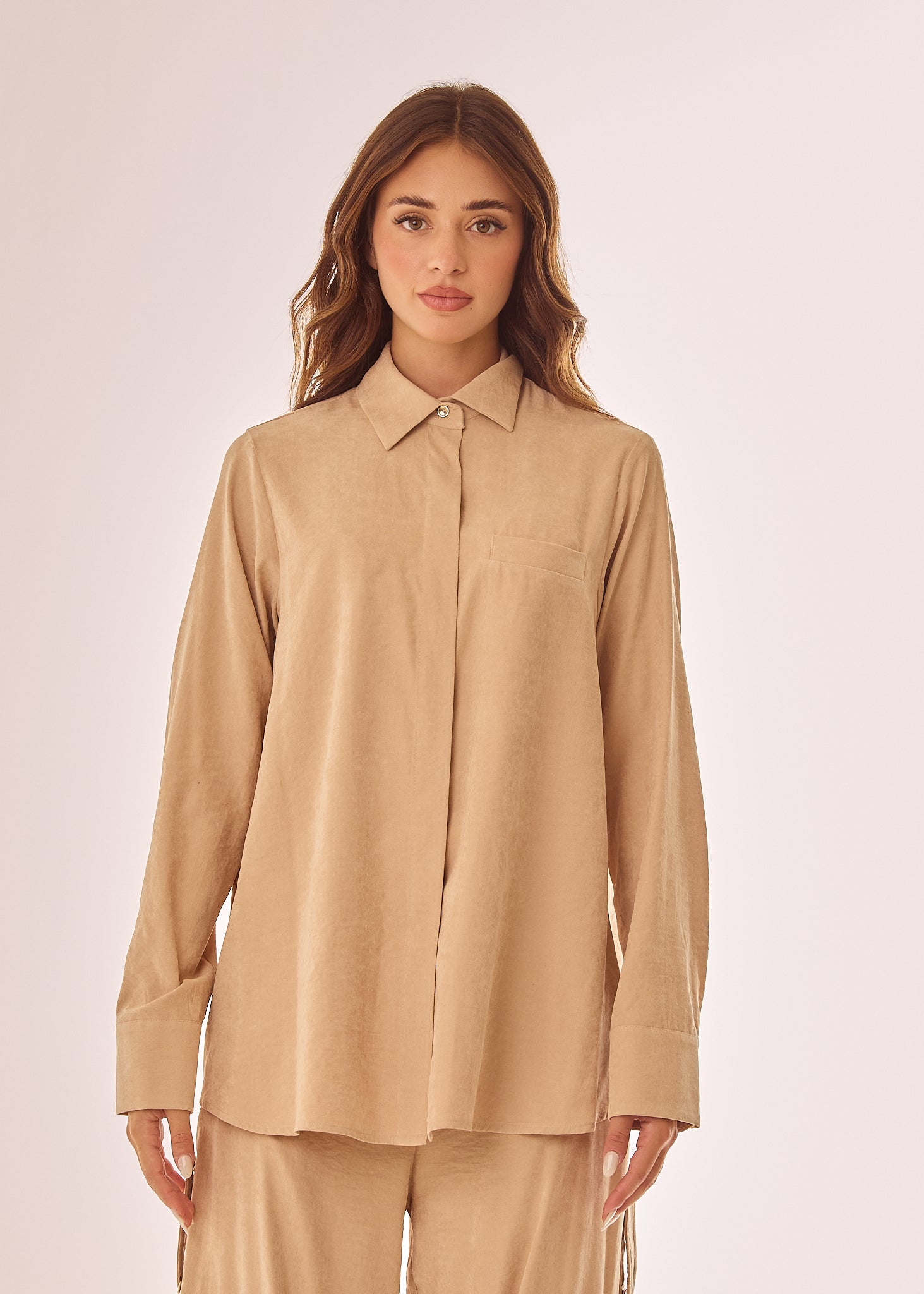 Camicia over ad effetto vellutato