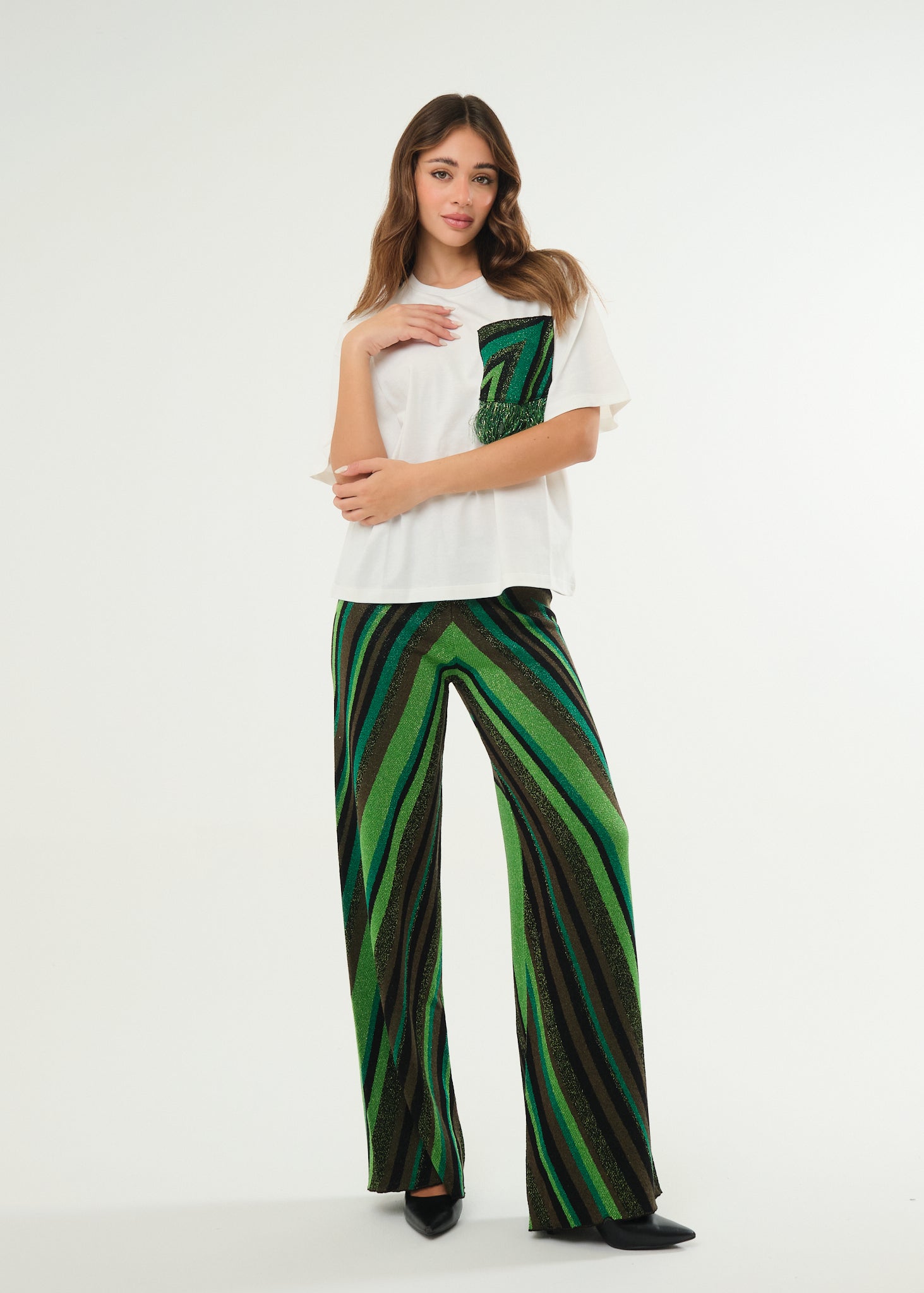 Pantalone in maglia lurex