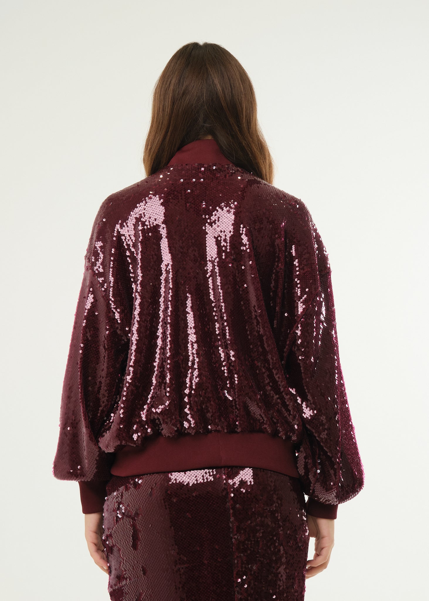 Giubbino bomber con paillettes allover