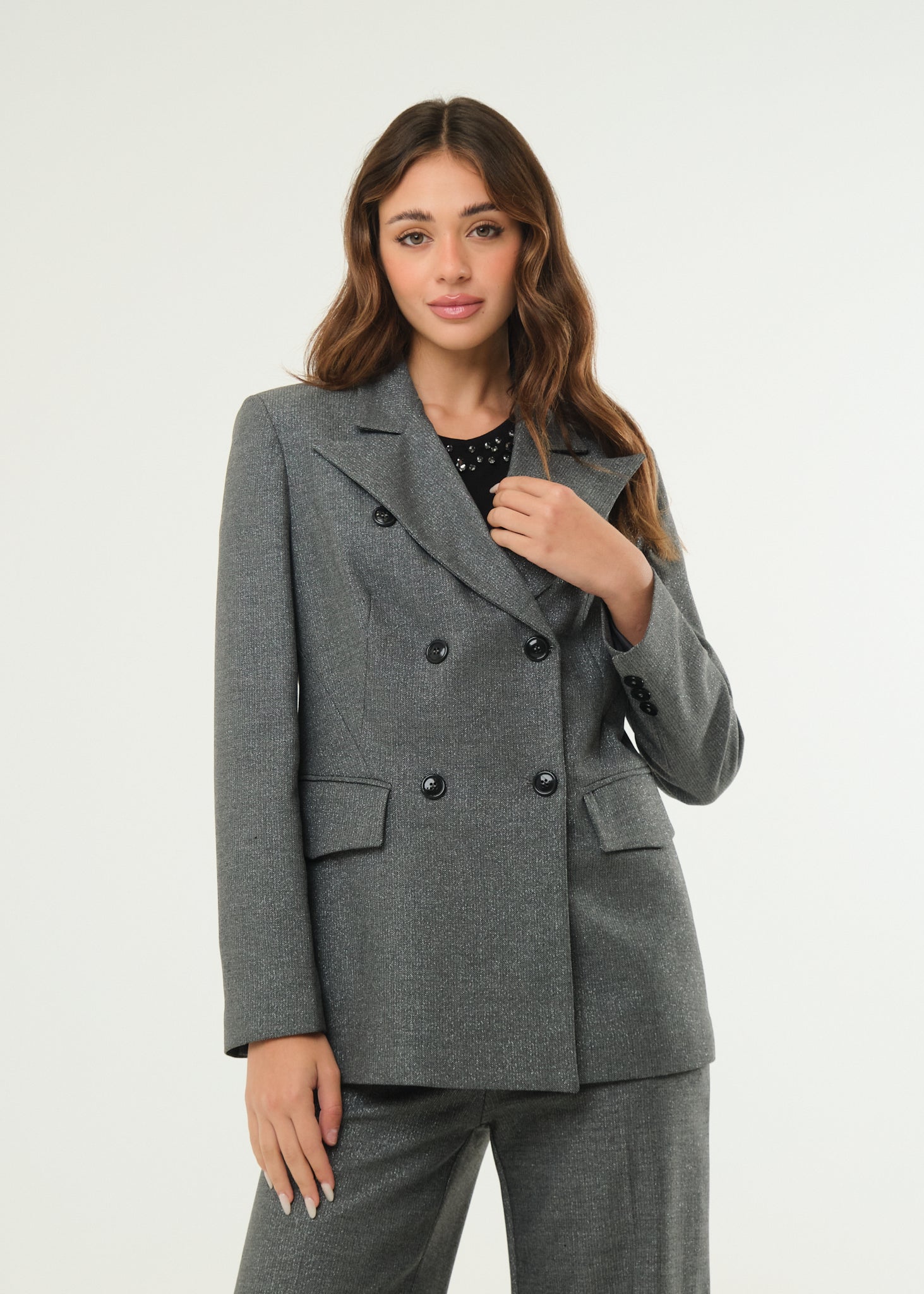 Giacca doppiopetto sale e pepe