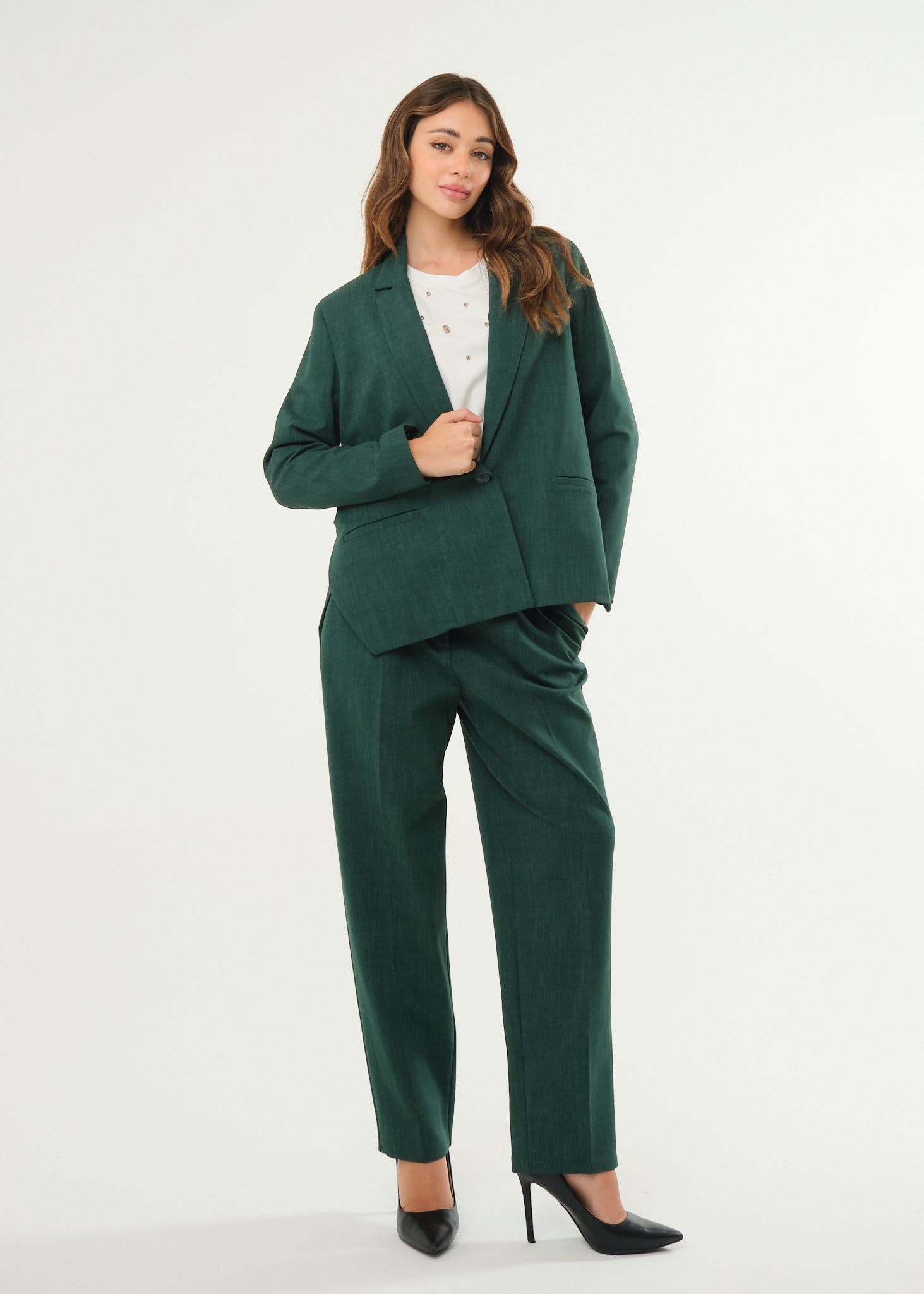 Pantalone a gamba dritta in tessuto screziato