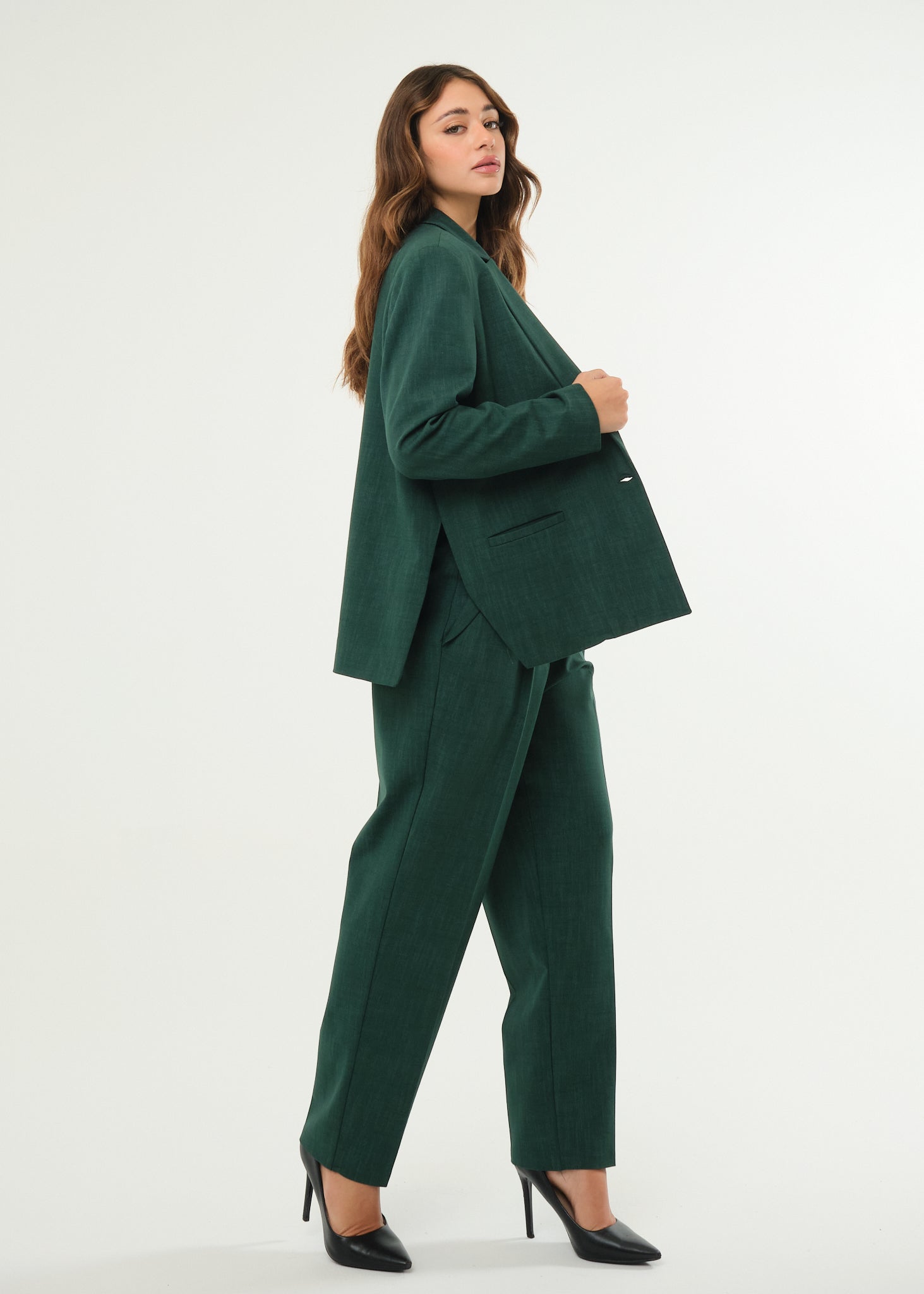 Pantalone a gamba dritta in tessuto screziato