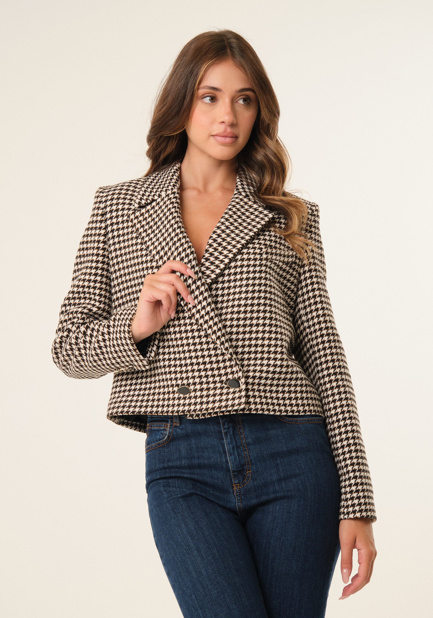 Giacca crop pied de poule